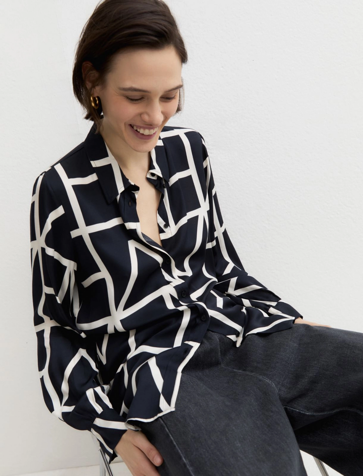 Camicia in twill di viscosa stampato Emmparole