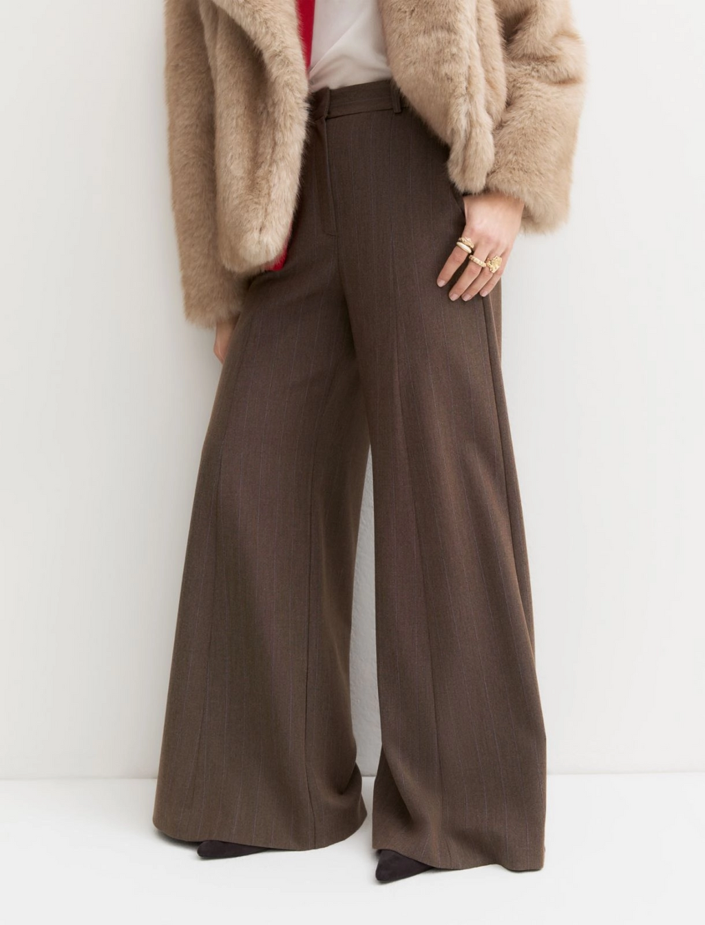 Pantalone flare ampio in gabardina stretch Emmbreak
