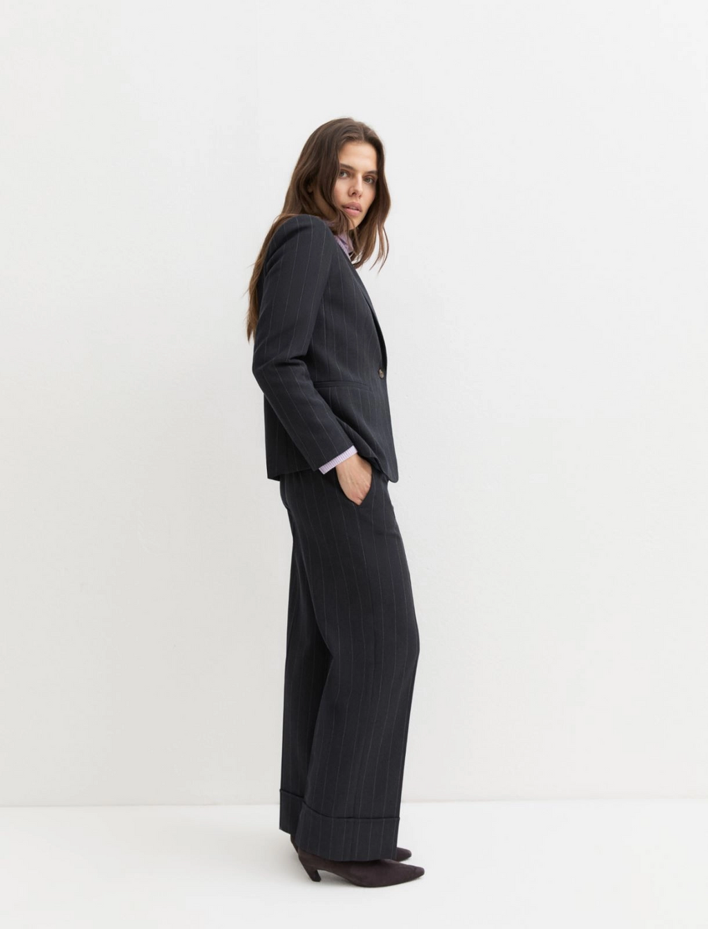 Pantalone dritto gessato con risvolto alto Emmpentola2