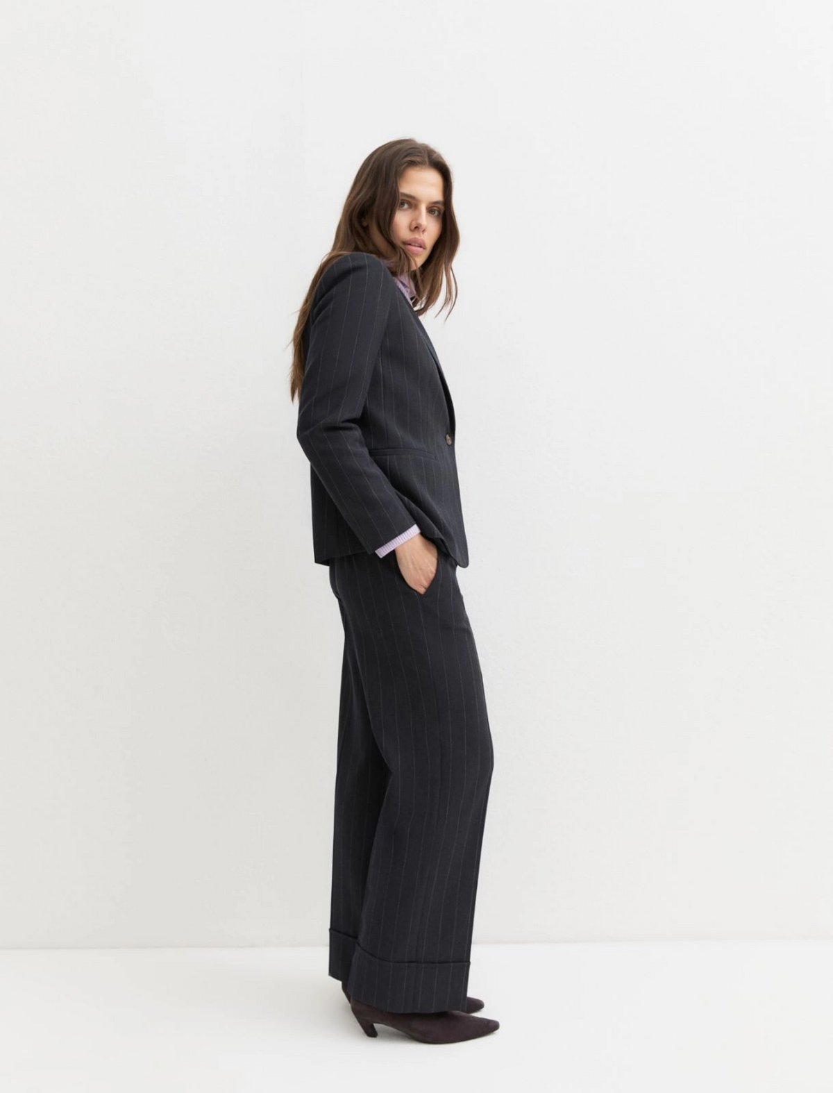 Pantalone dritto gessato con risvolto alto Emmpentola2