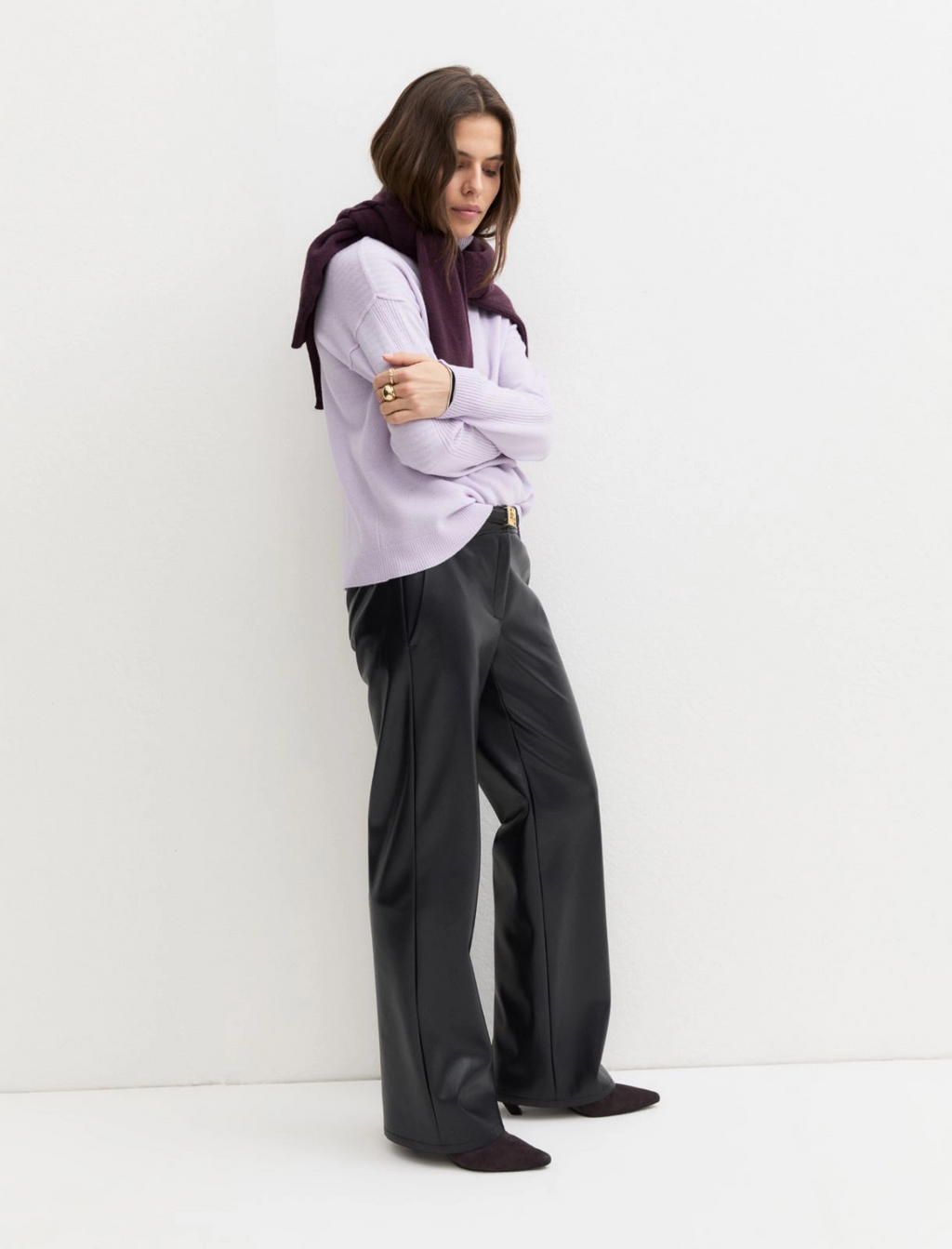 Pantalone dritto in jersey spalmato Emmargento