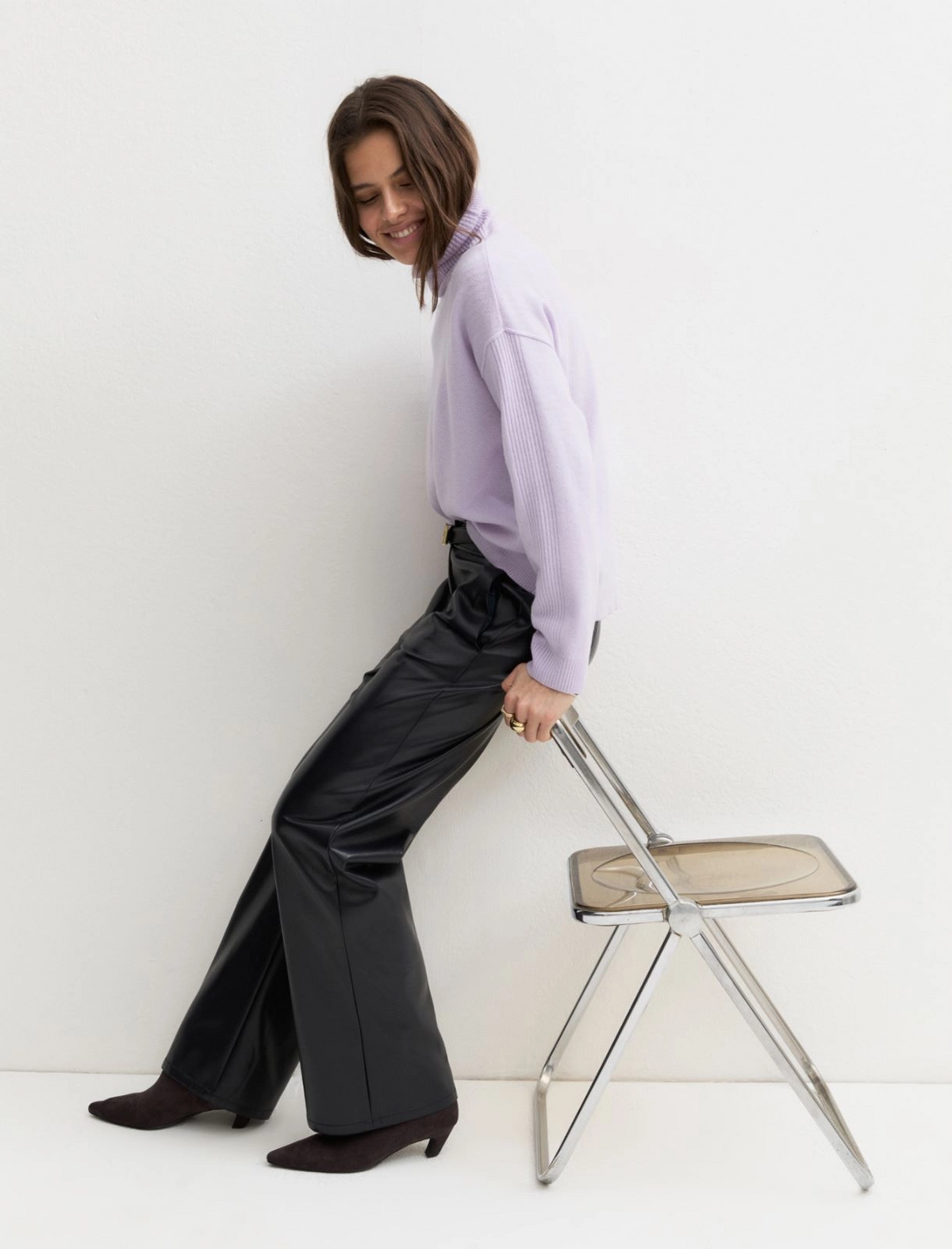 Pantalone dritto in jersey spalmato Emmargento