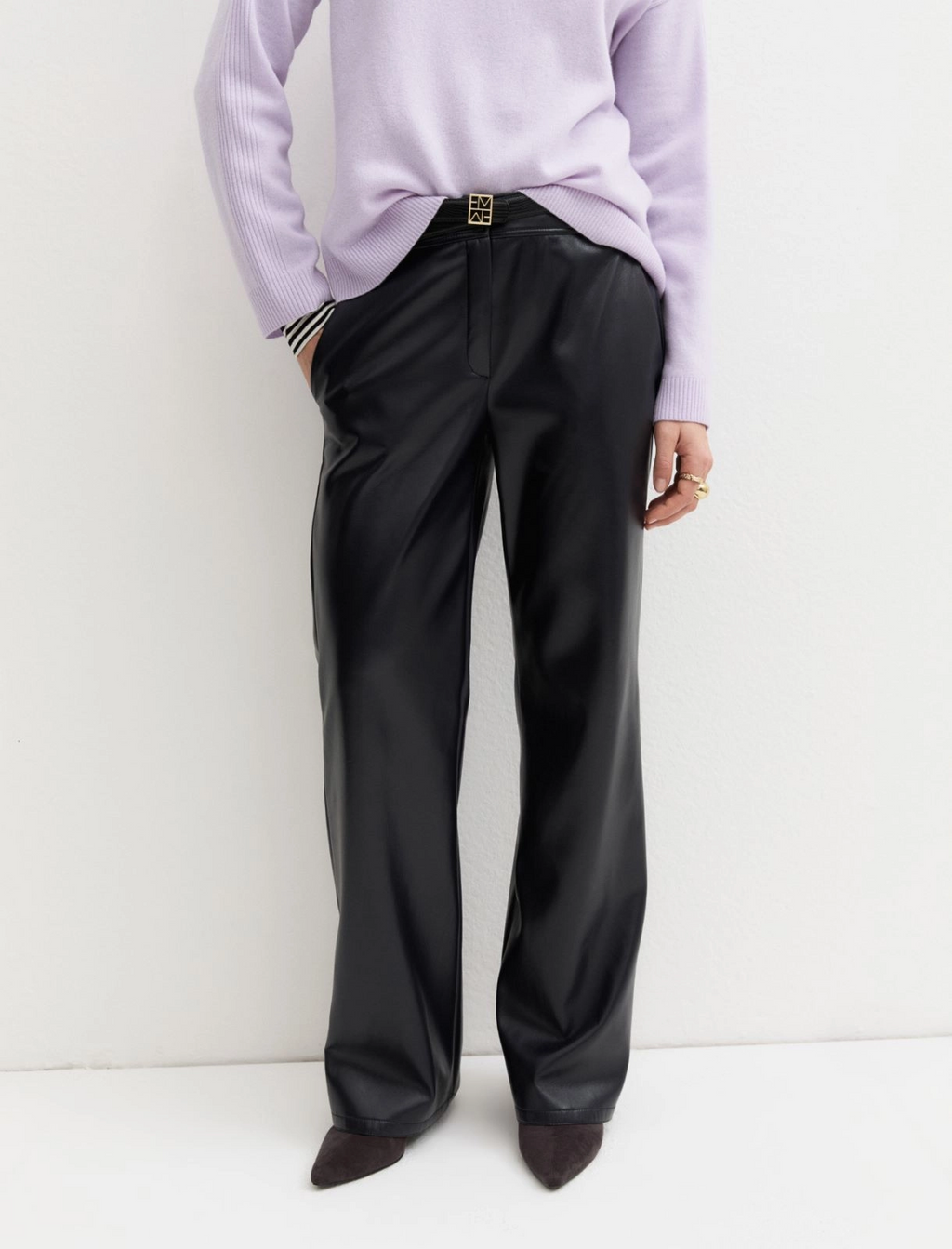 Pantalone dritto in jersey spalmato Emmargento