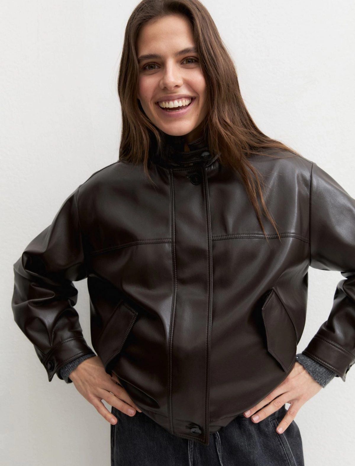 Bomber ampio in jersey spalmato Emmpensile