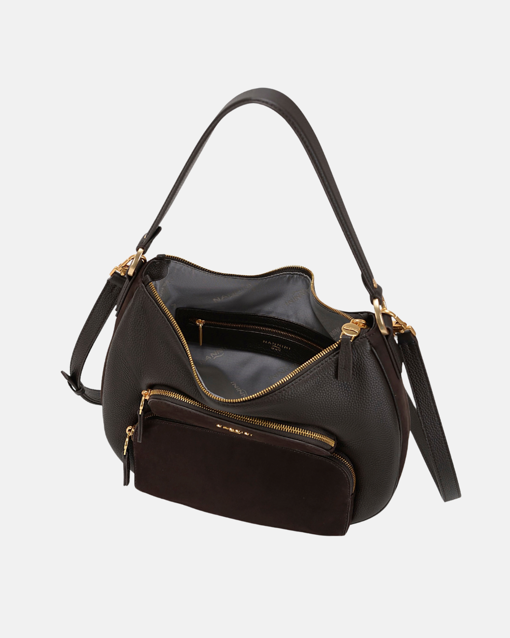 Borsa a spalla in pelle e suede Cynthia