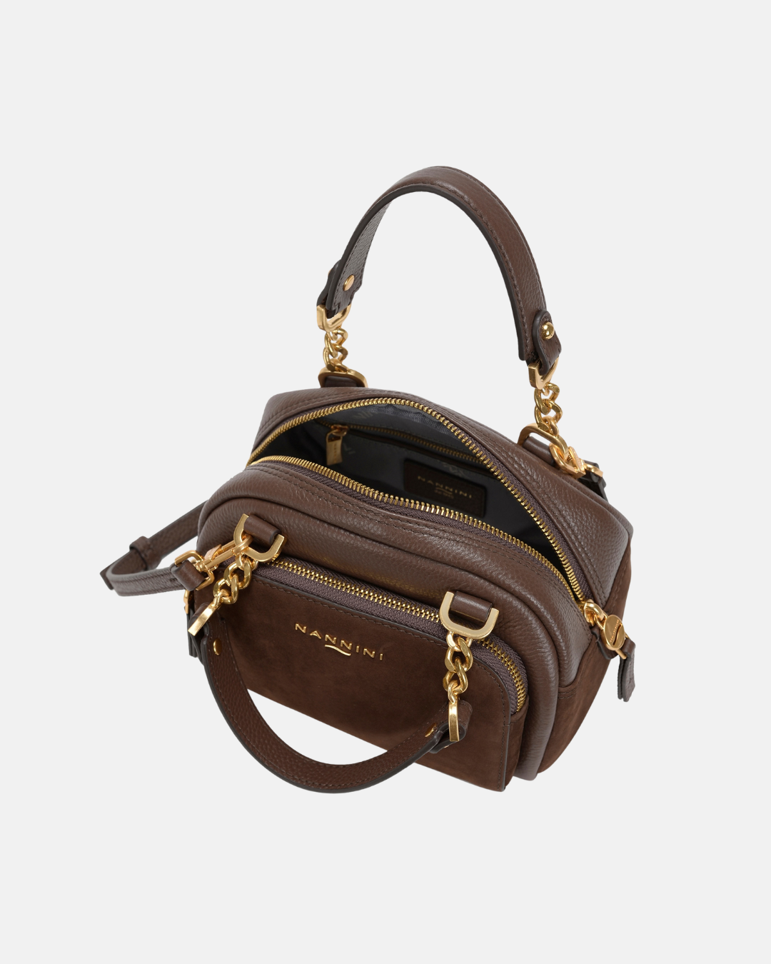 Borsa a mano in pelle e suede Cynthia