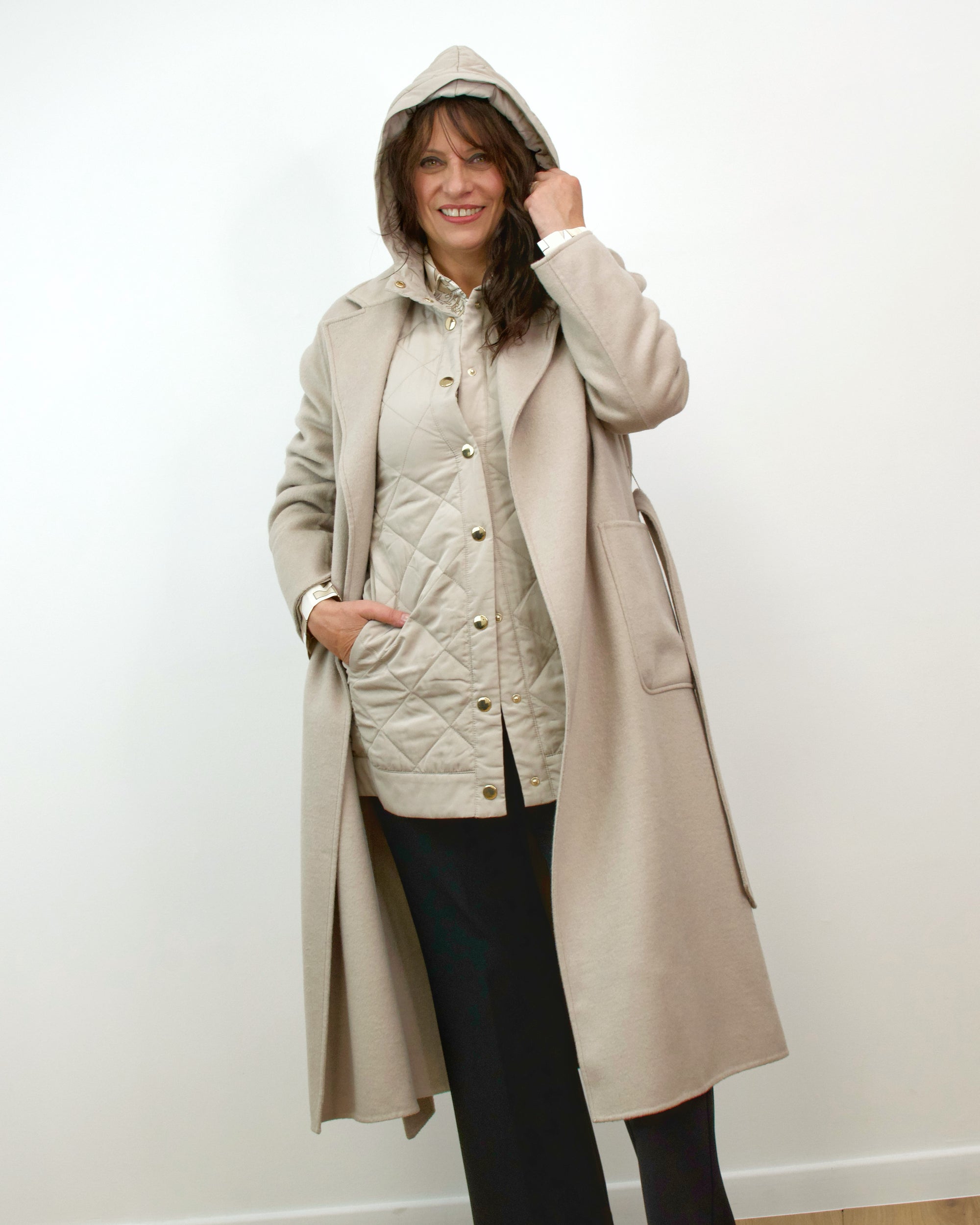 Cappotto con interno trapuntato removibile