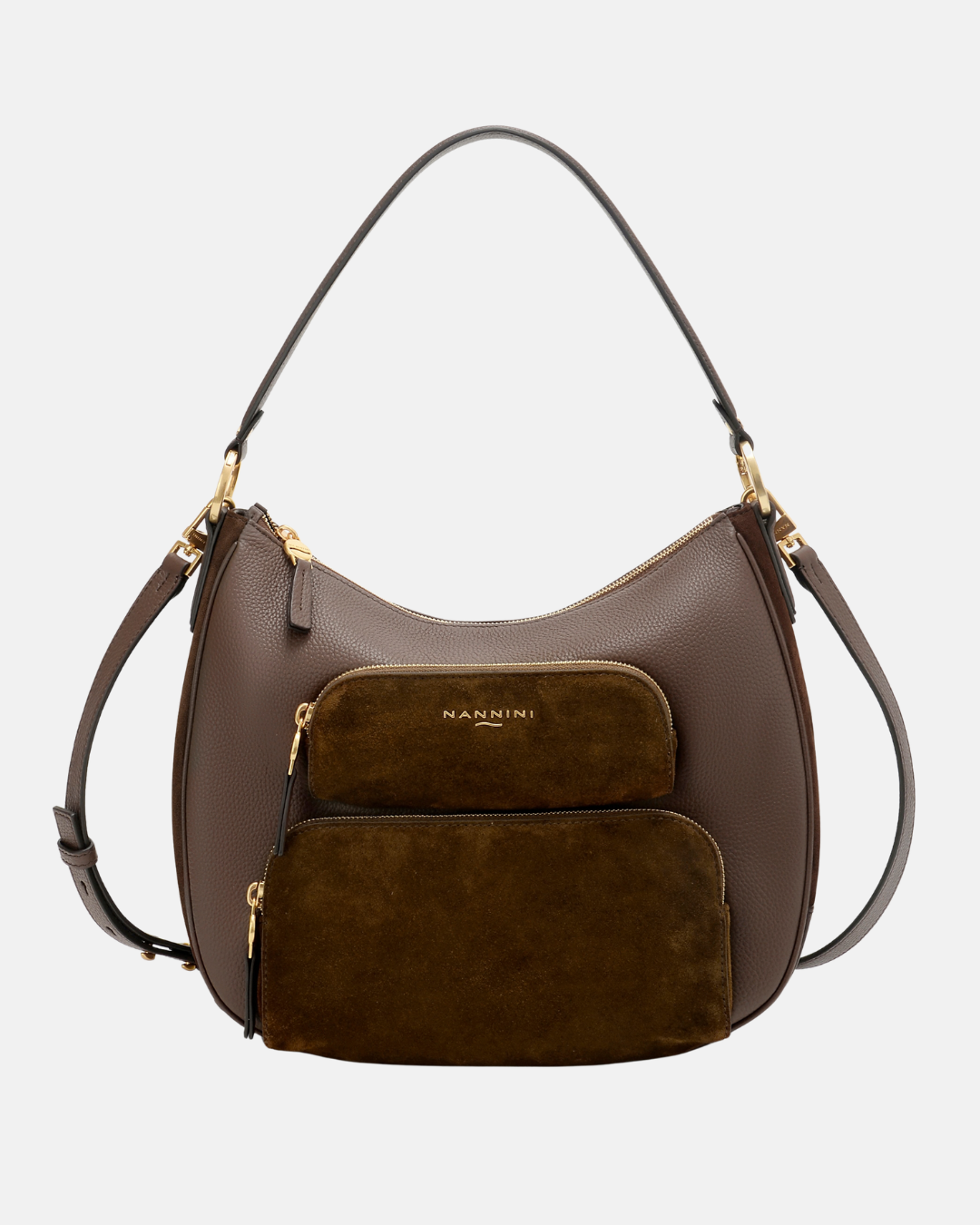 Borsa a spalla in pelle e suede Cynthia