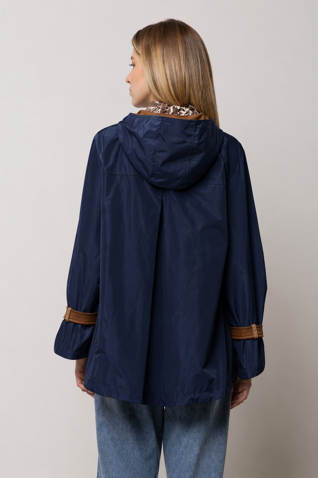 Parka in nylon con dettagli scamosciati