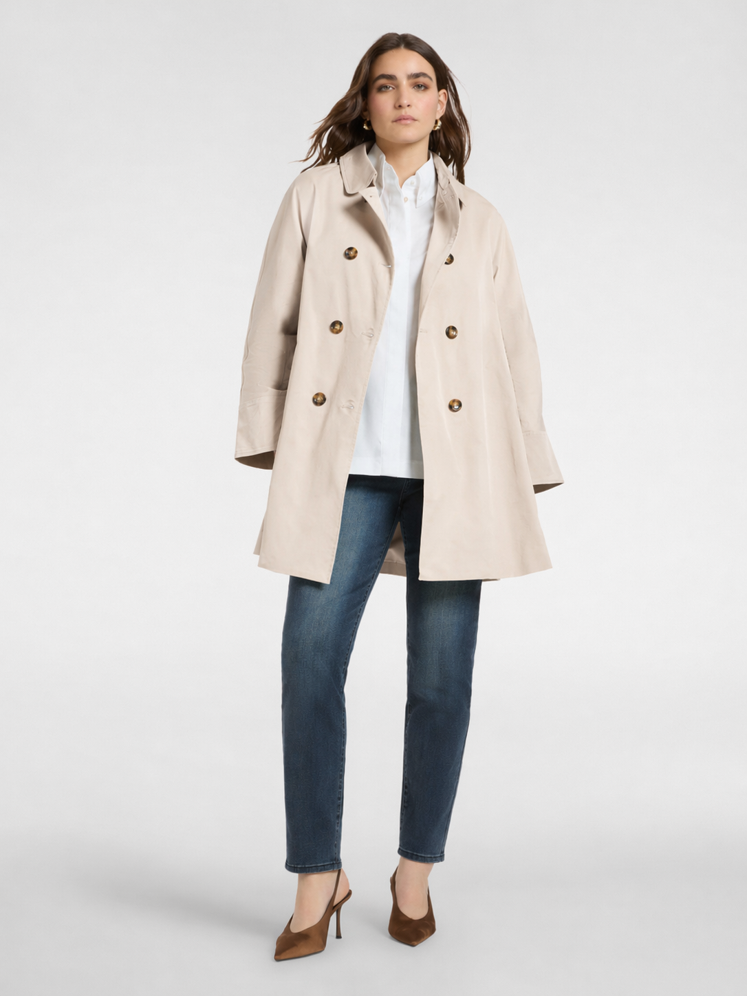 Trench doppiopetto in gabardine