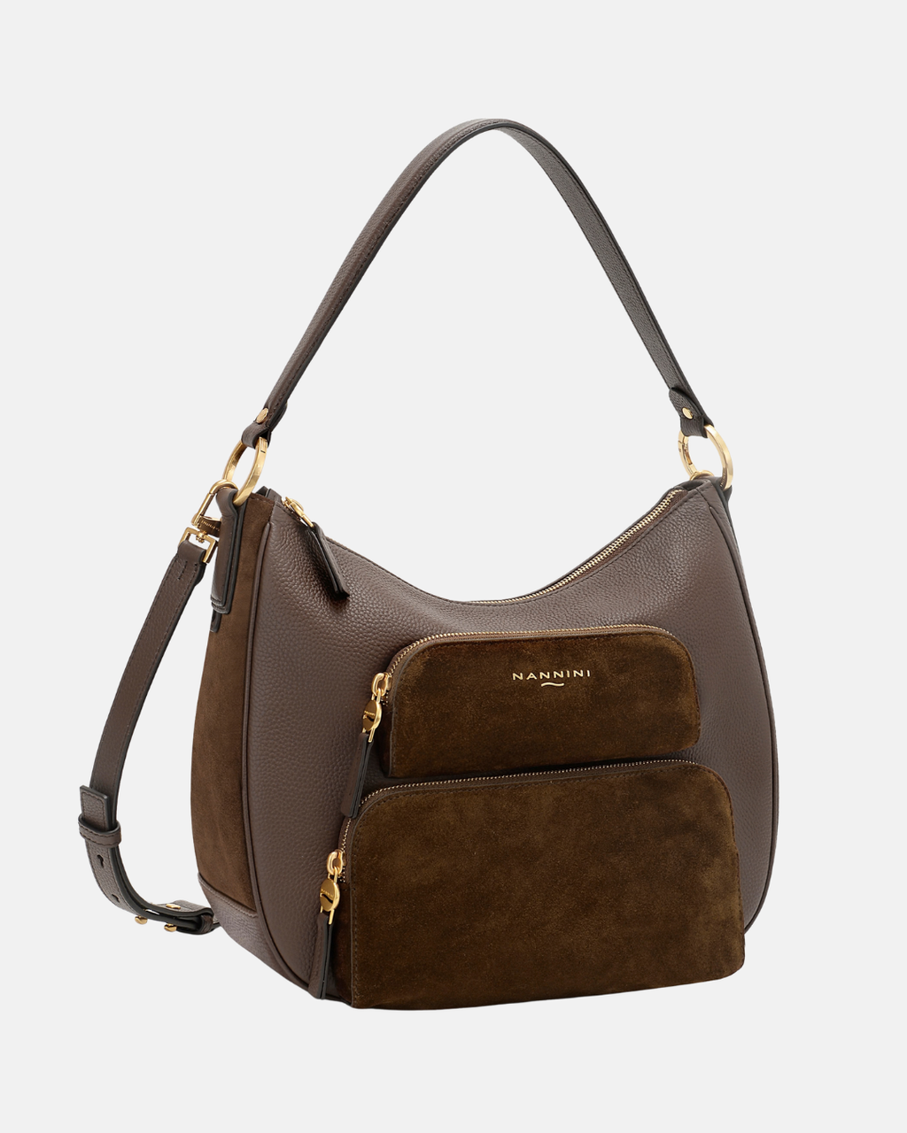 Borsa a spalla in pelle e suede Cynthia