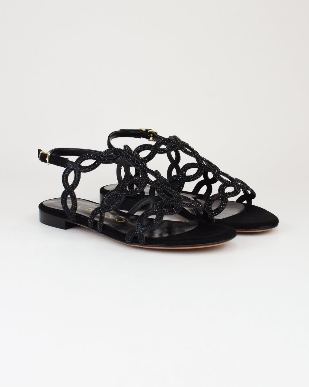 Sandalo gioiello in pelle intrecciata
