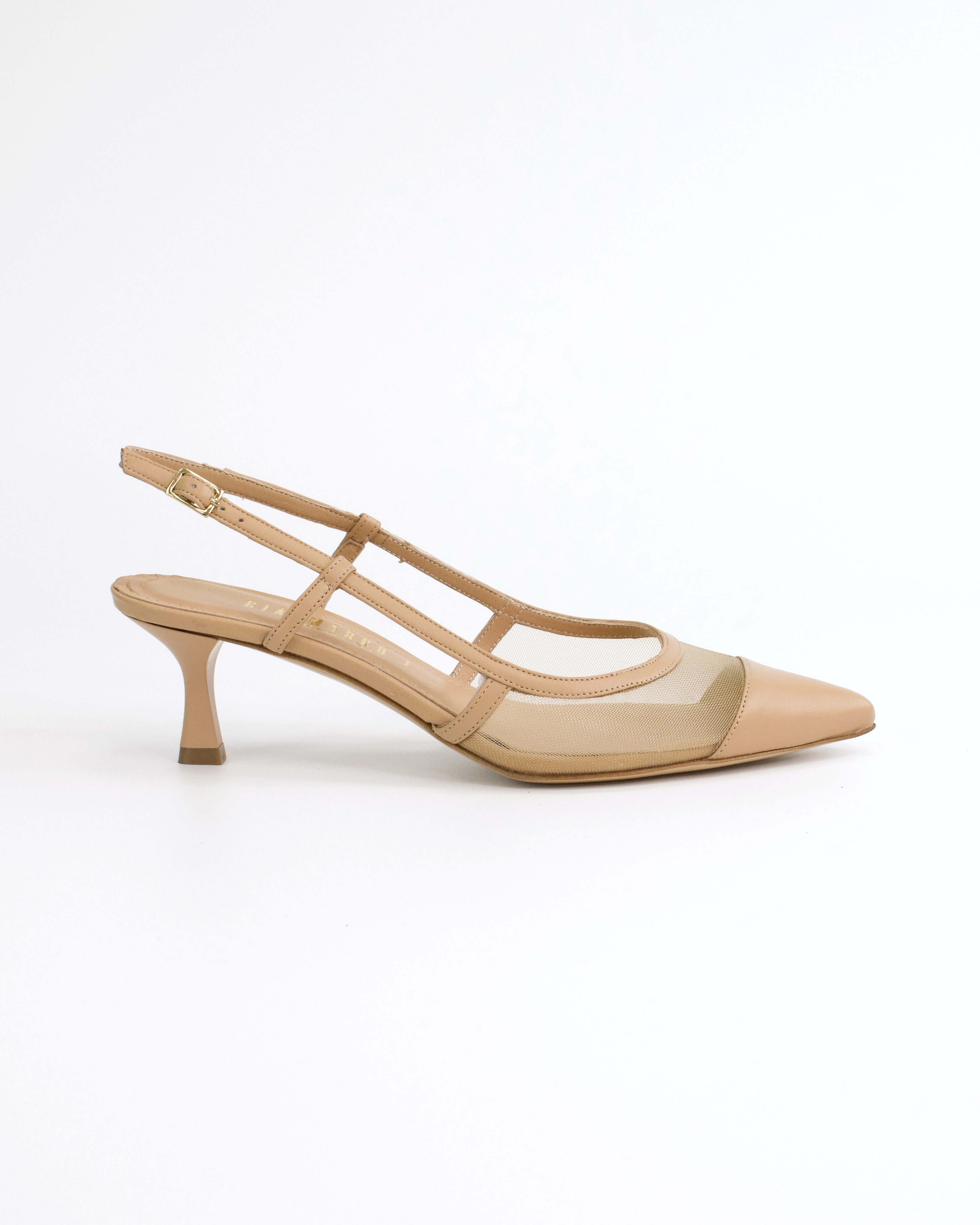 Slingback in pelle e rete