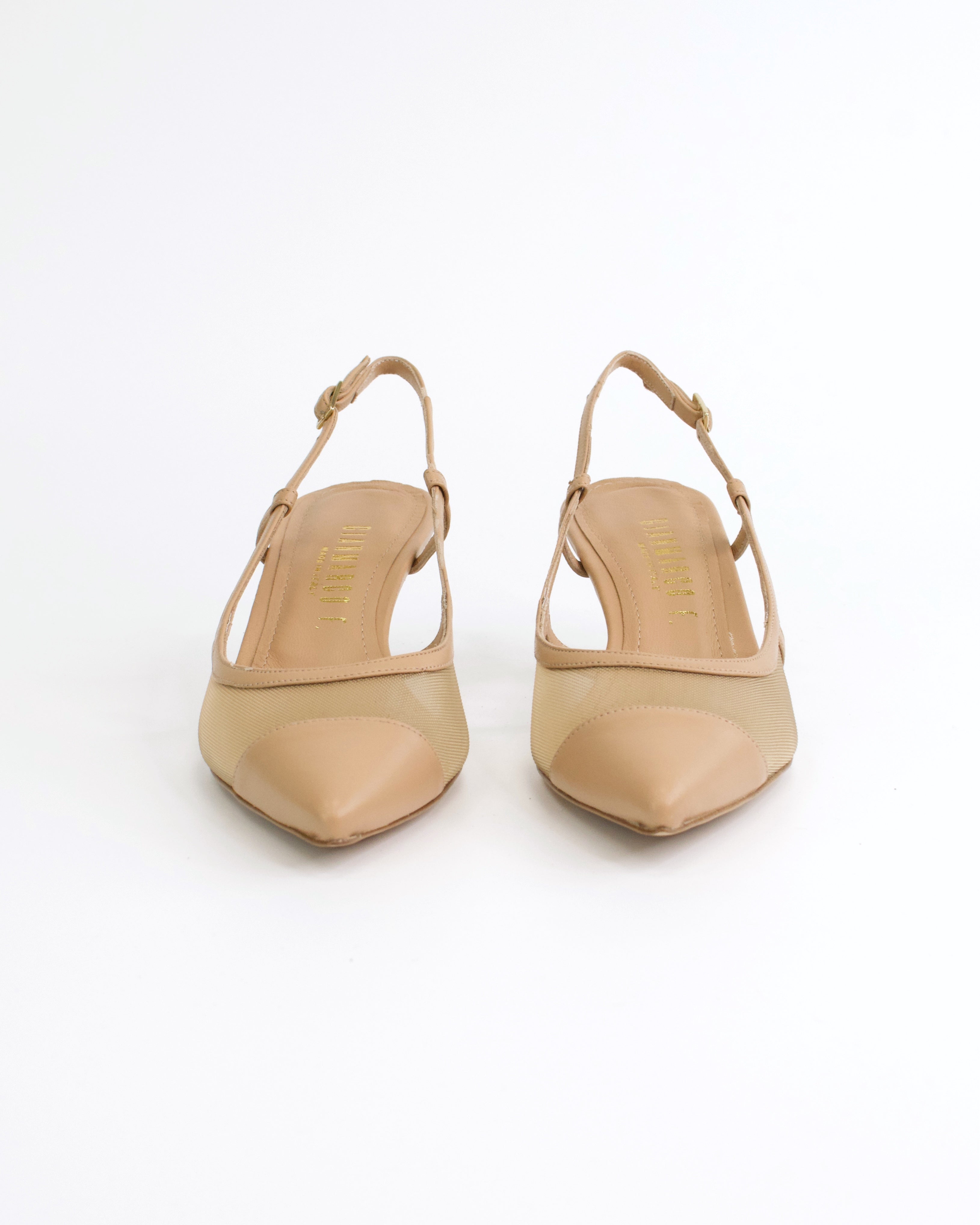 Slingback in pelle e rete