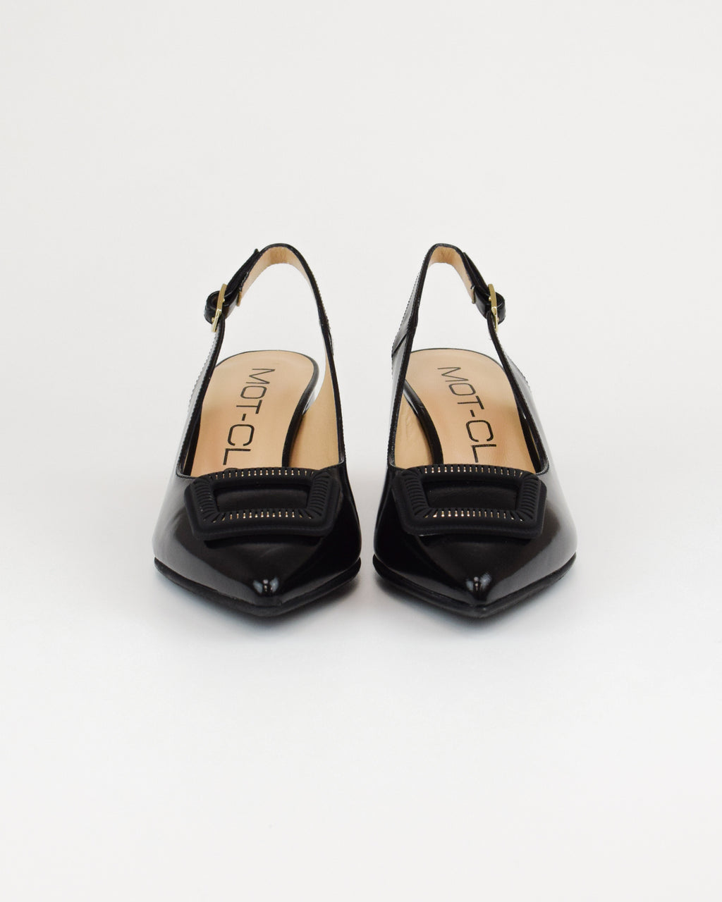 Slingback in vernice con accessorio