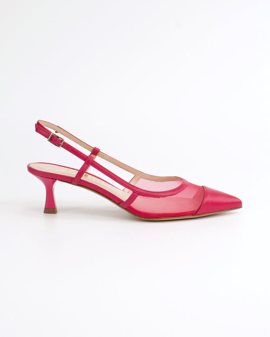 Slingback in pelle e rete