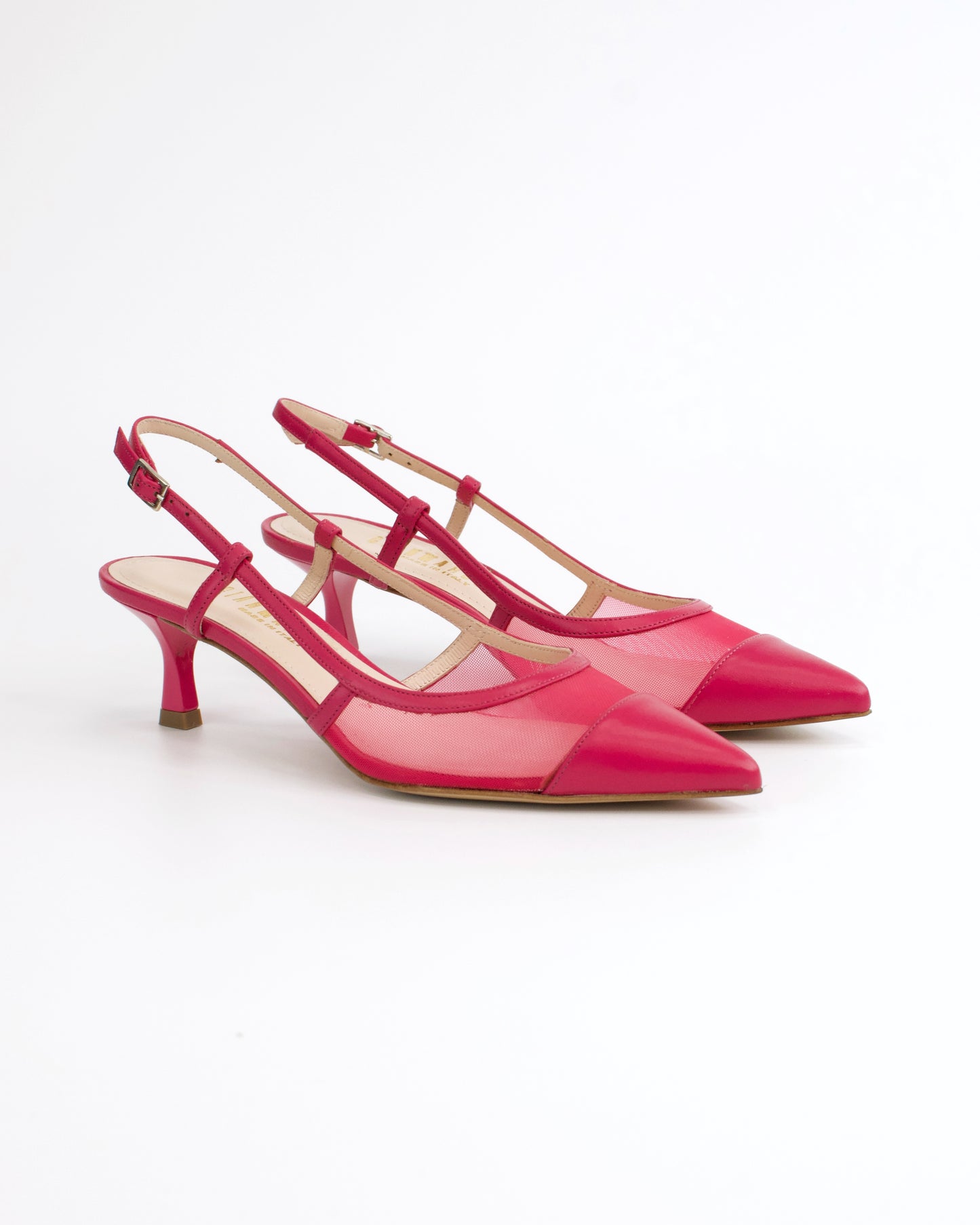 Slingback in pelle e rete