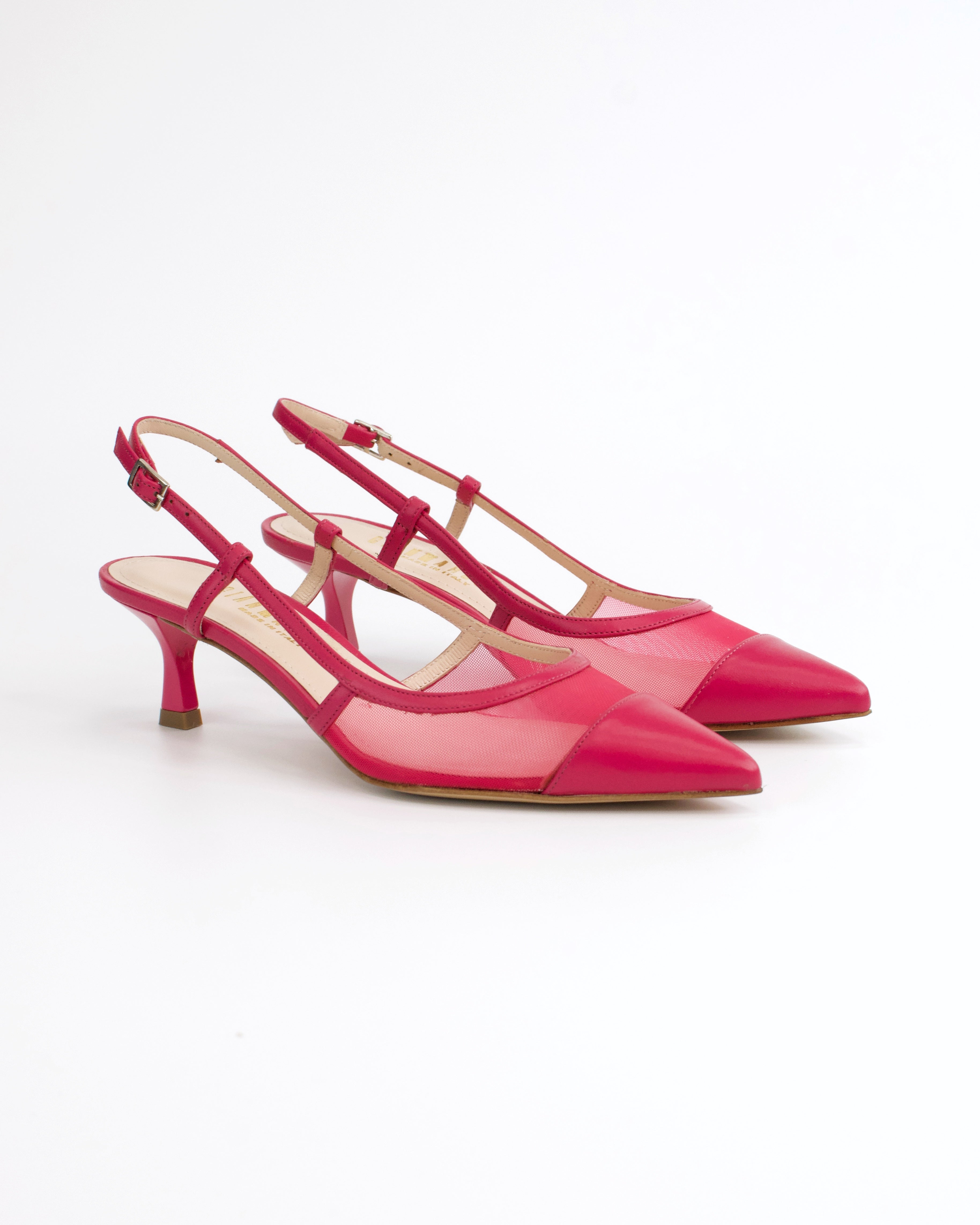 Slingback in pelle e rete