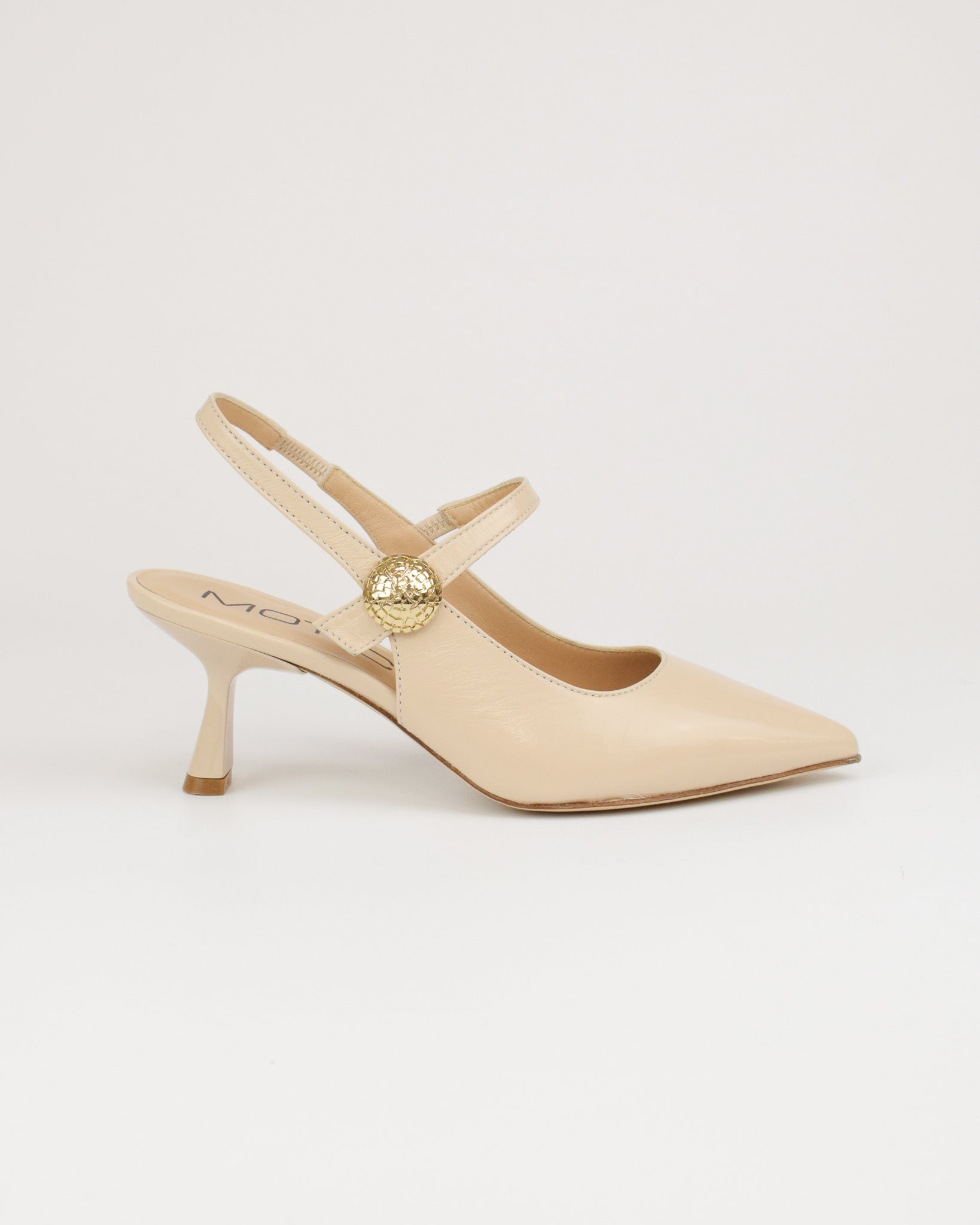 Slingback in vernice con dettaglio gioiello