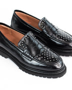 Mocassino in pelle con strass