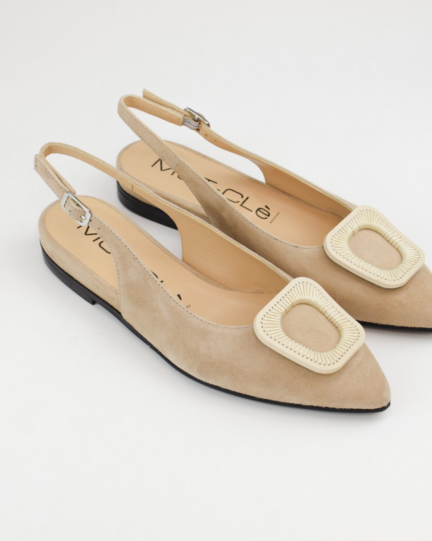 Slingback in pelle scamosciata