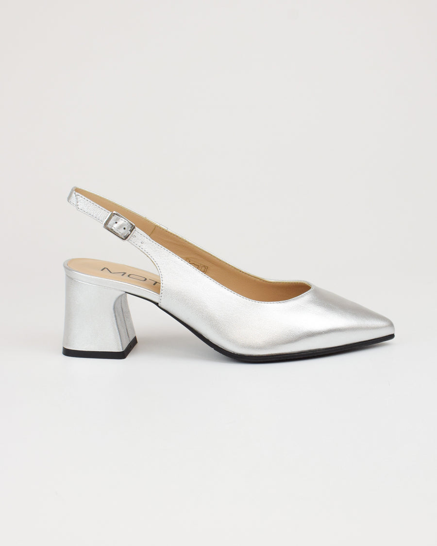 Slingback in pelle laminata