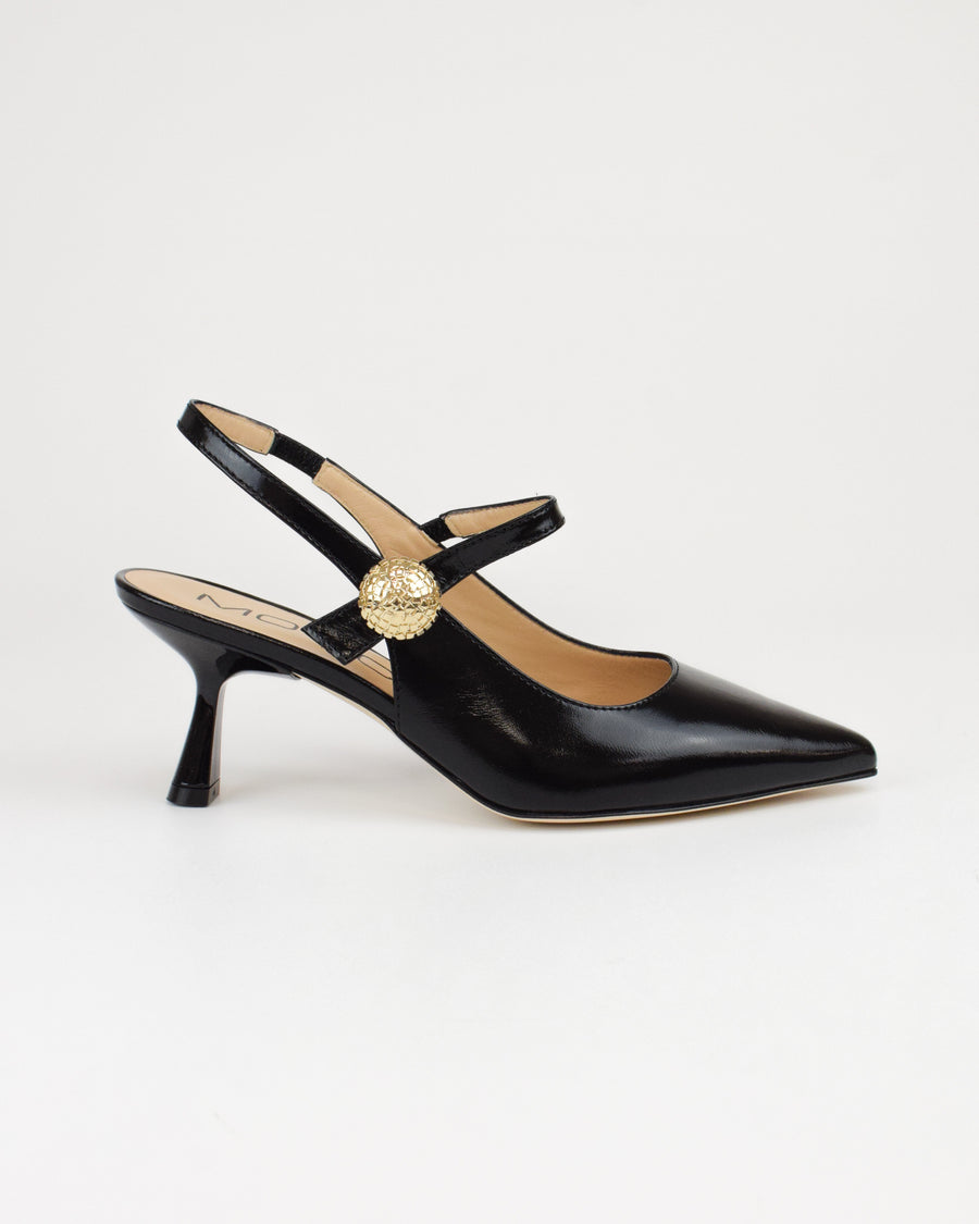 Slingback in vernice con dettaglio gioiello