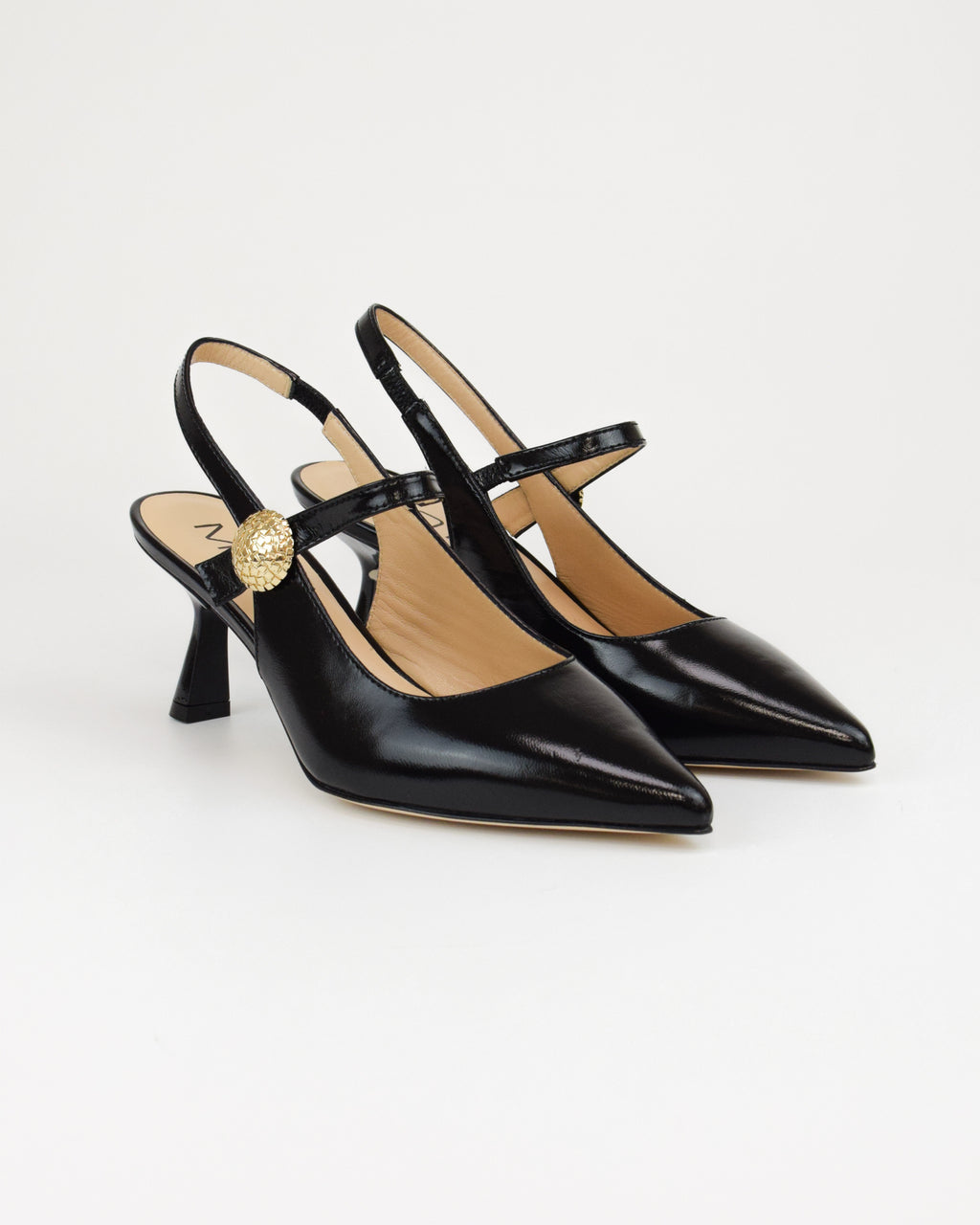 Slingback in vernice con dettaglio gioiello