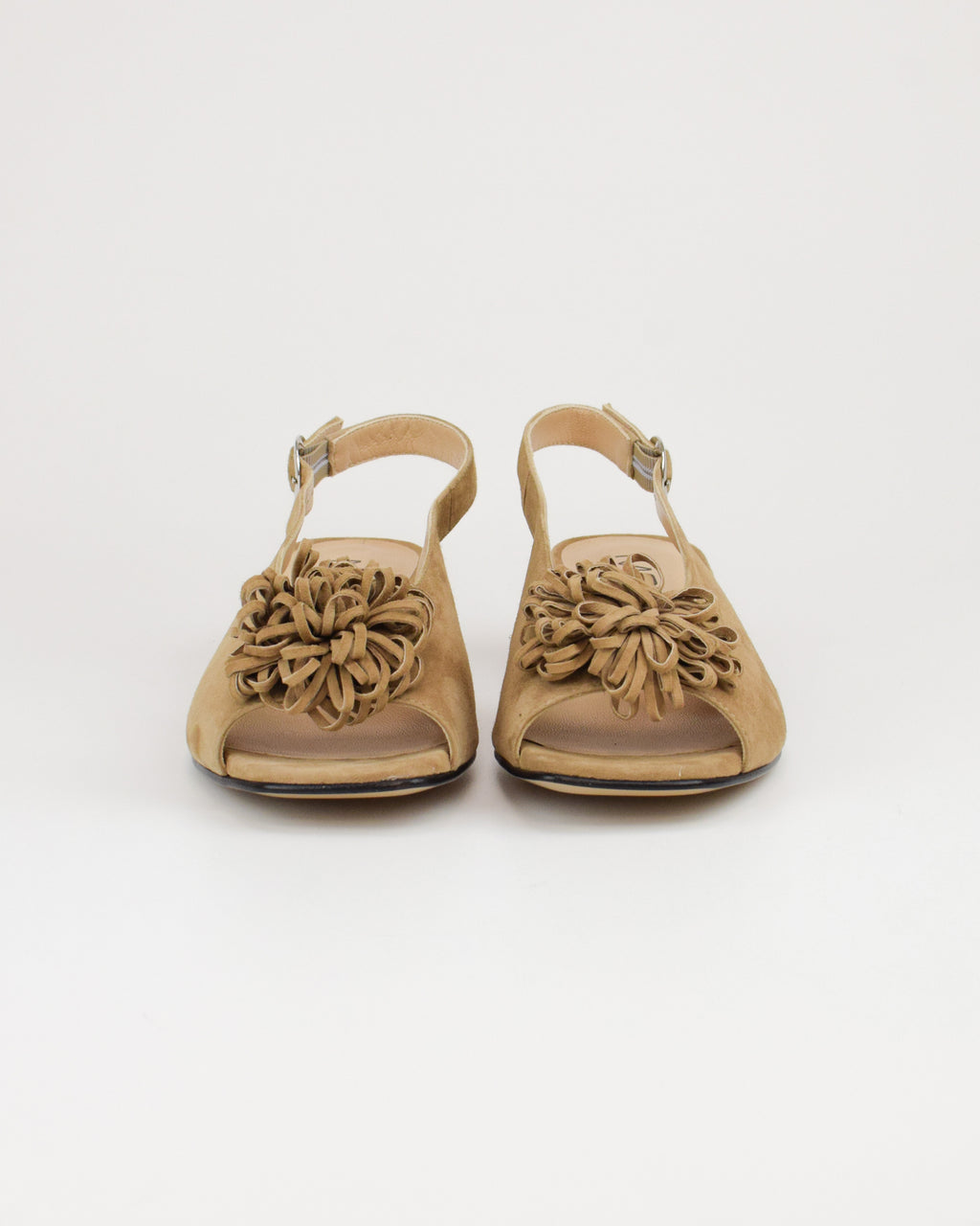 Sandalo in pelle scamosciata con fiore decorativo