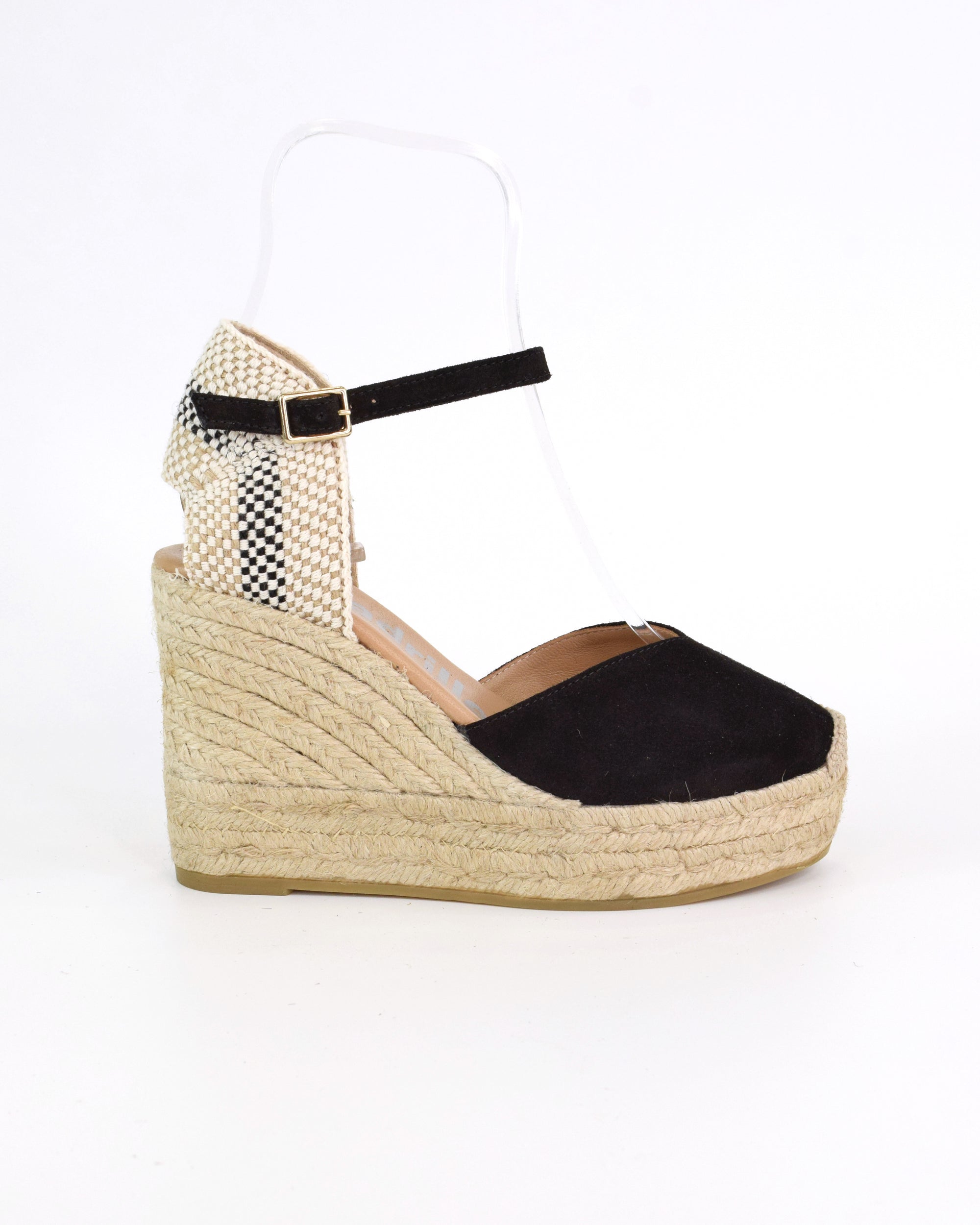 Espadrilles in camoscio con zeppa e tallone intrecciato