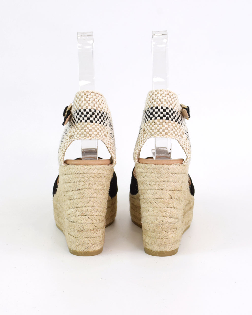 Espadrilles in camoscio con zeppa e tallone intrecciato