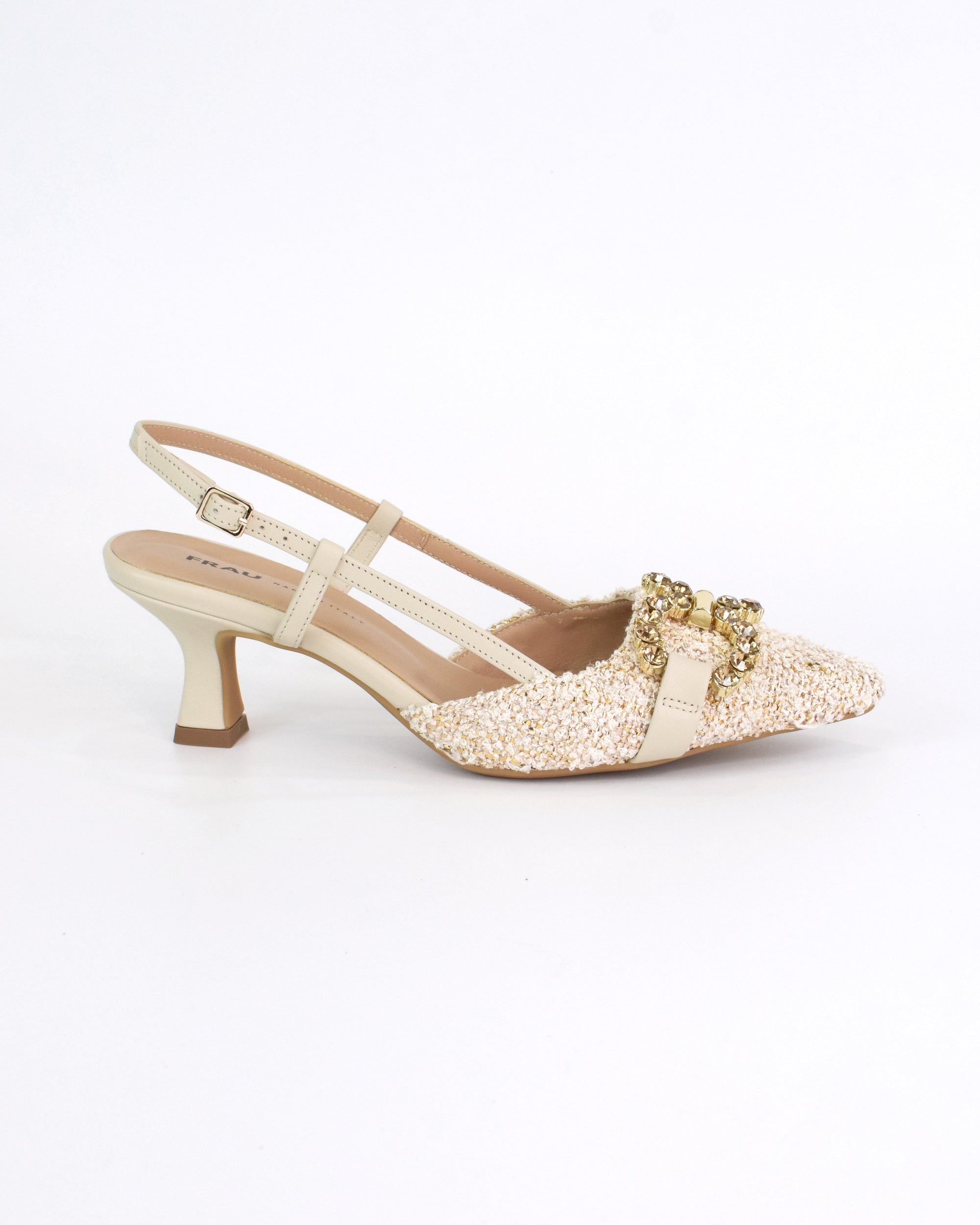 Slingback Gioiello Bouclé con Tacco