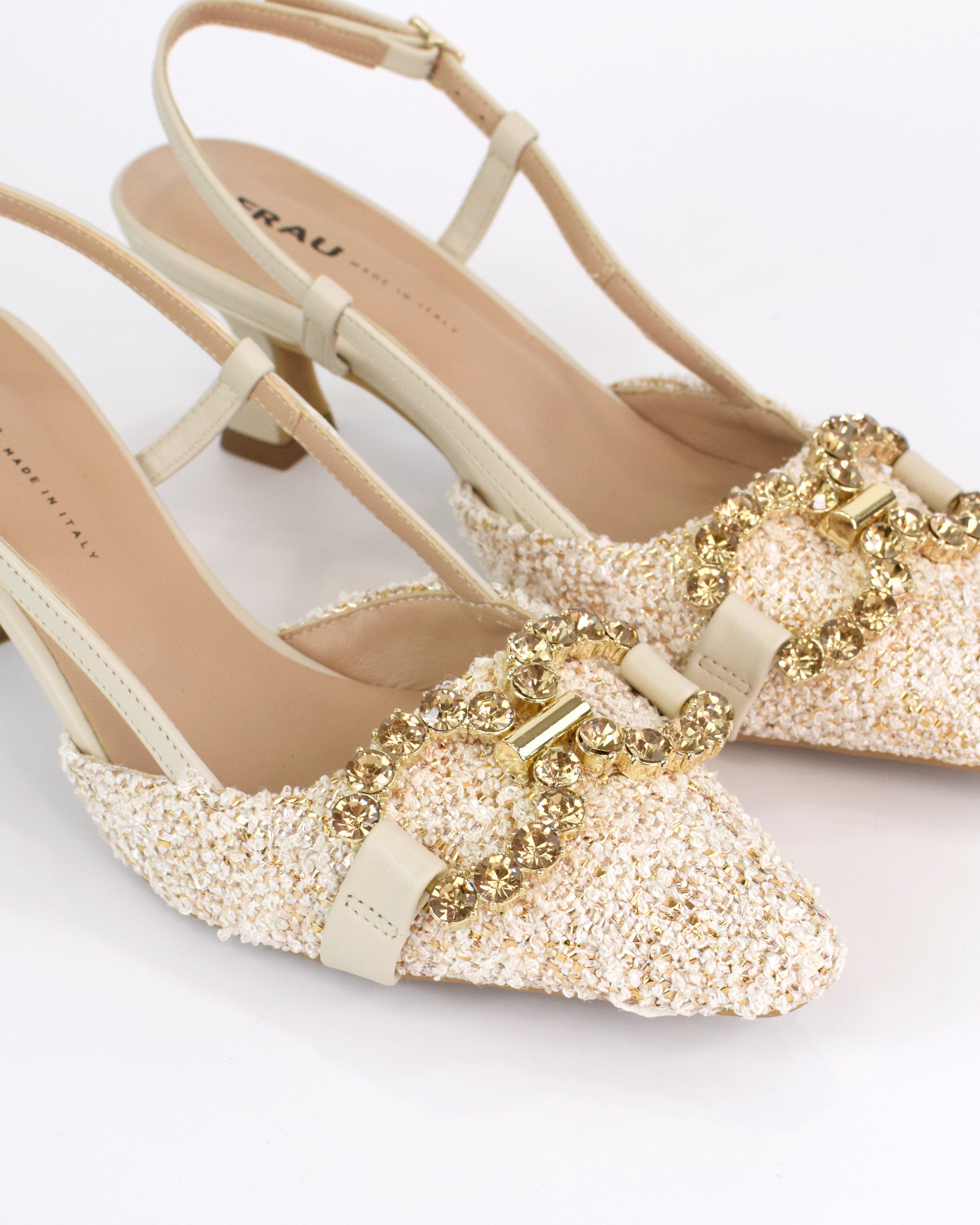 Slingback Gioiello Bouclé con Tacco