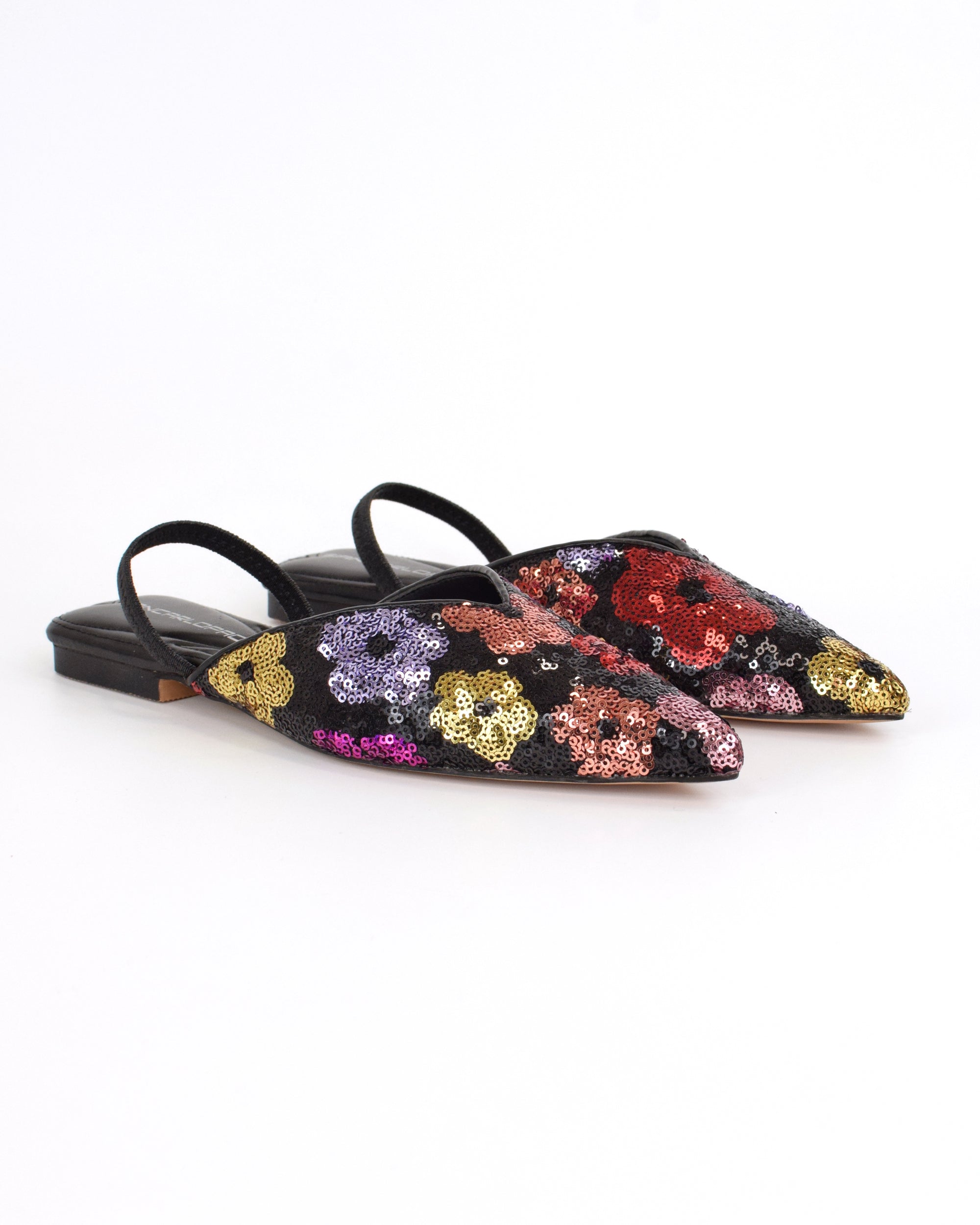 Sabot pailettes con fiocco strass