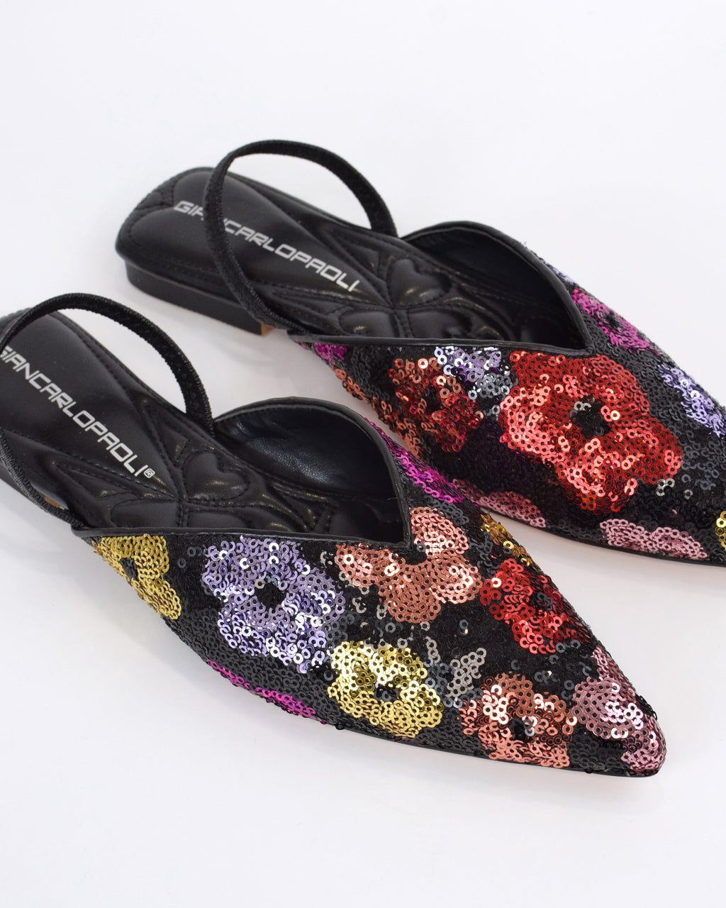 Sabot pailettes con fiocco strass