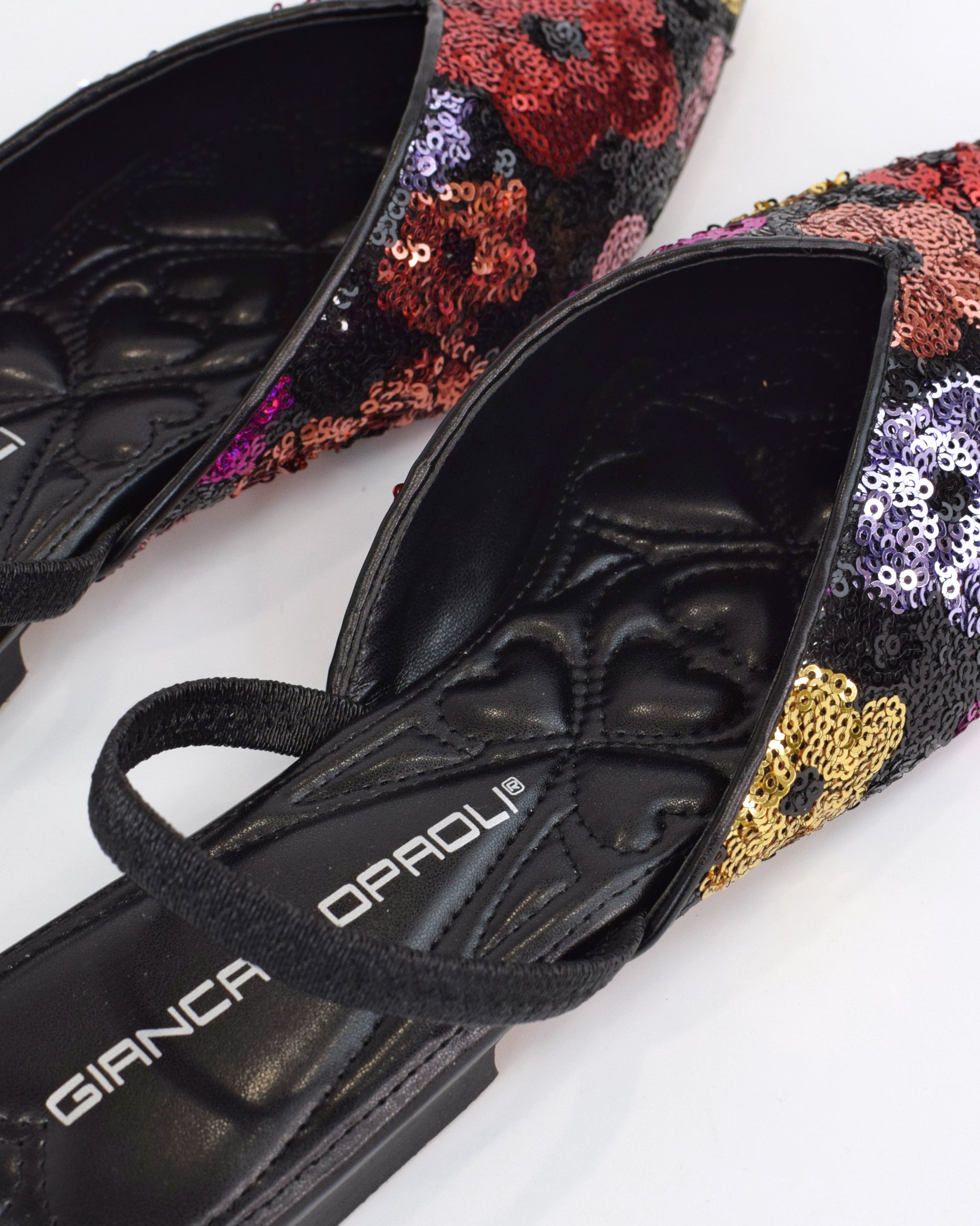 Sabot pailettes con fiocco strass