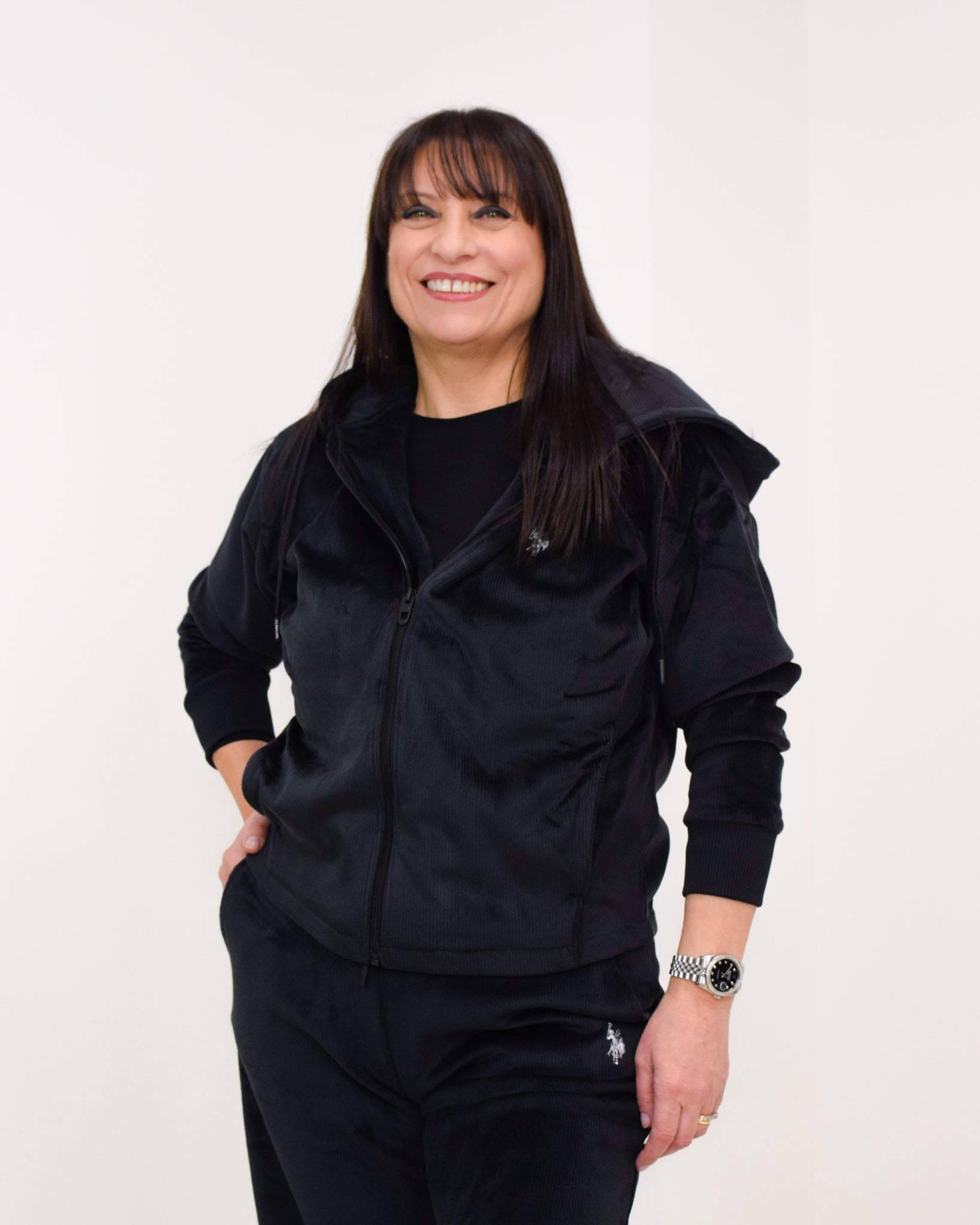 Felpa con cappuccio in velluto