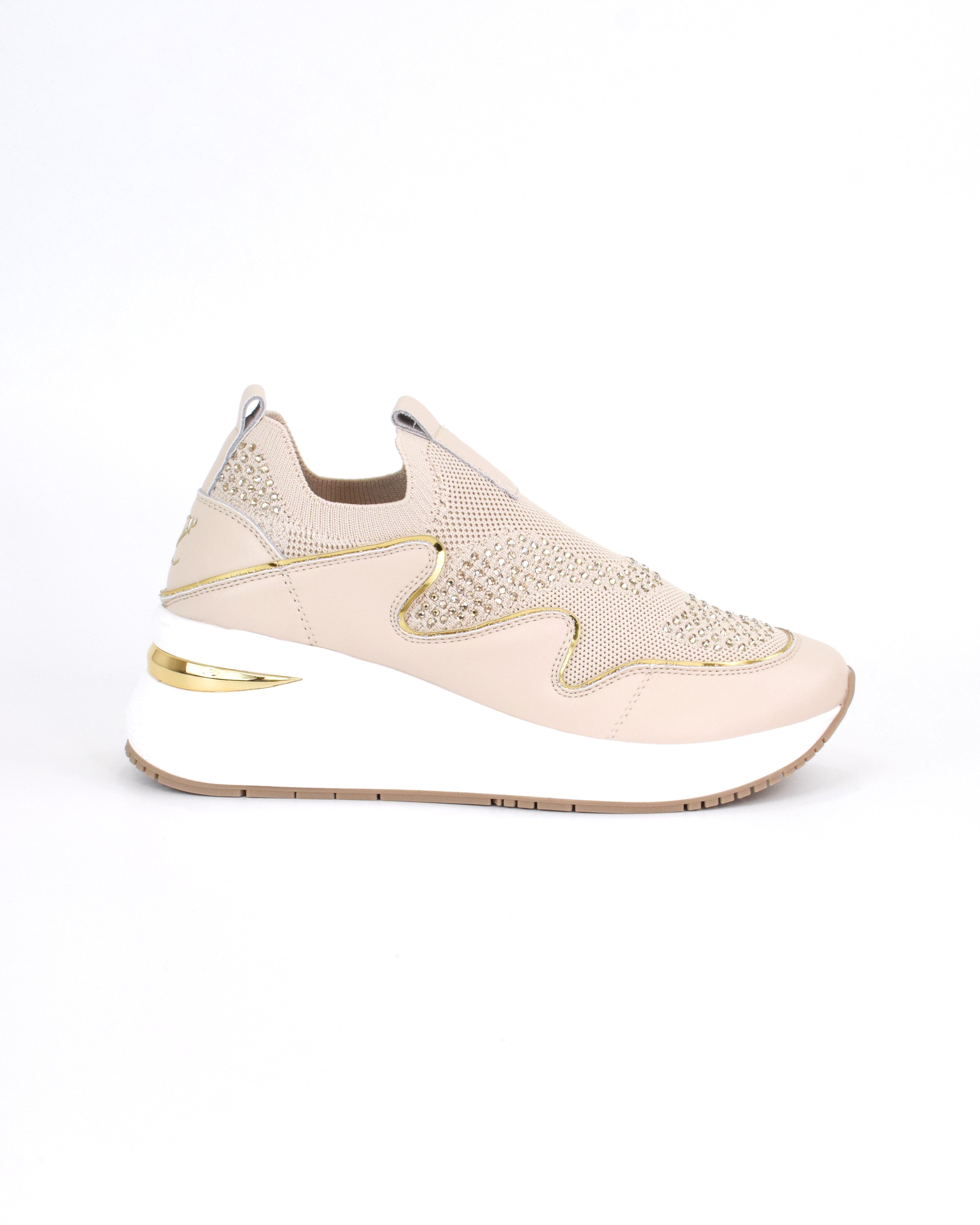 Sneaker slip-on in tessuto e pelle rivestita