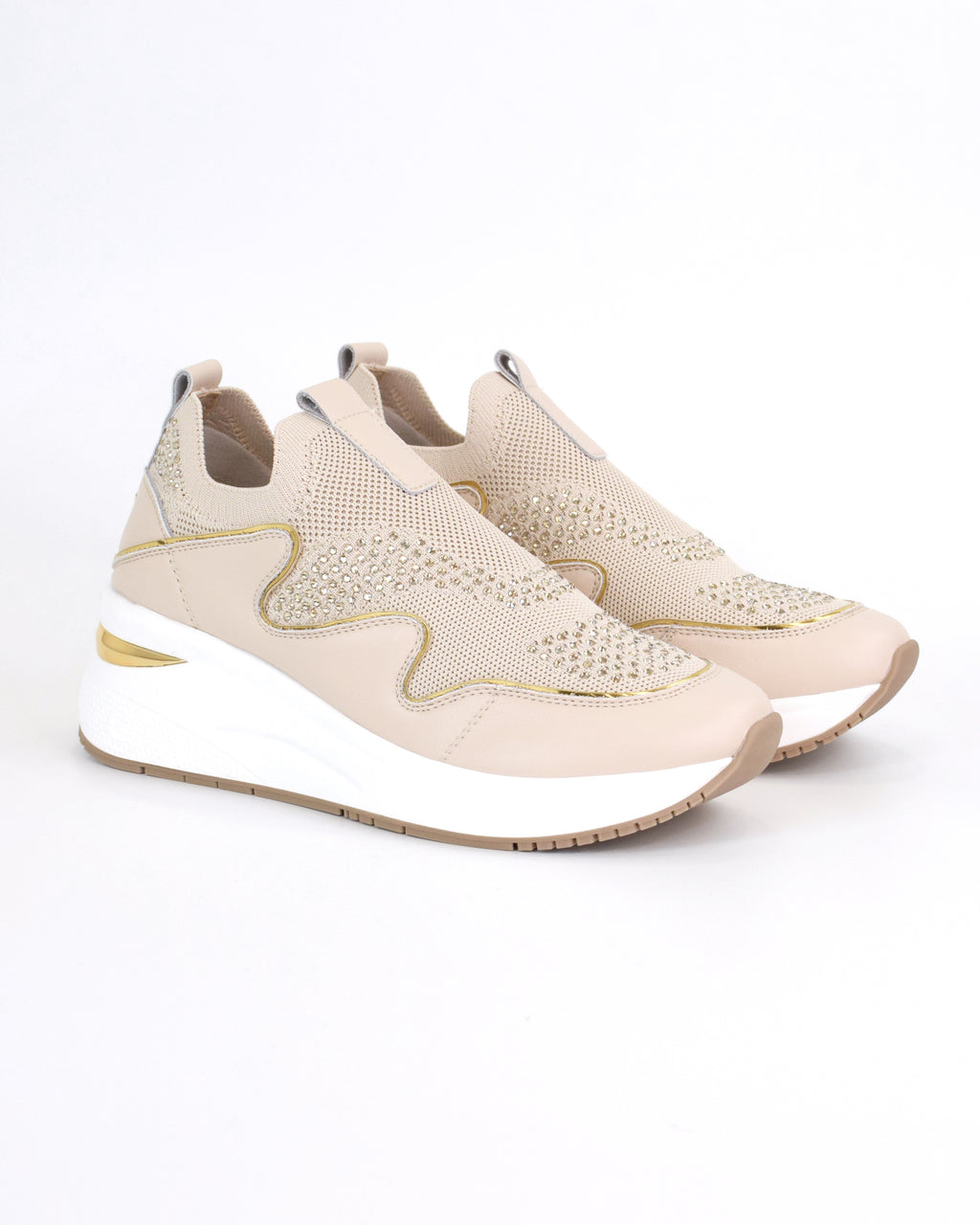 Sneaker slip-on in tessuto e pelle rivestita