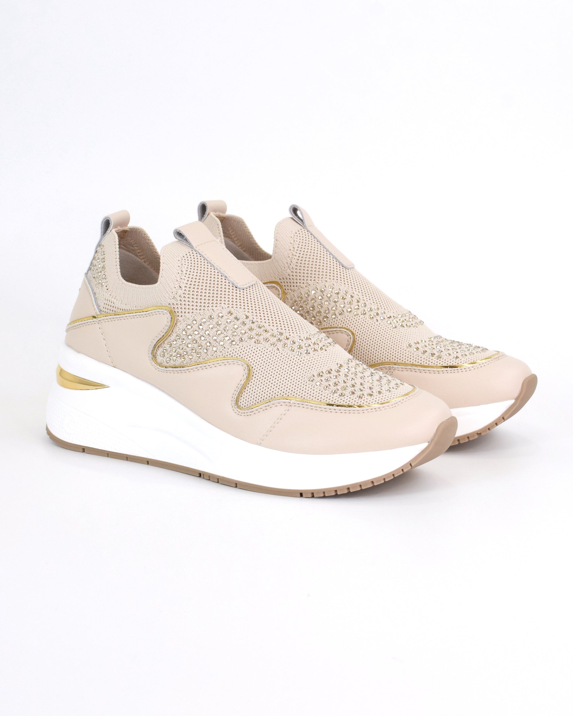 Sneaker slip-on in tessuto e pelle rivestita