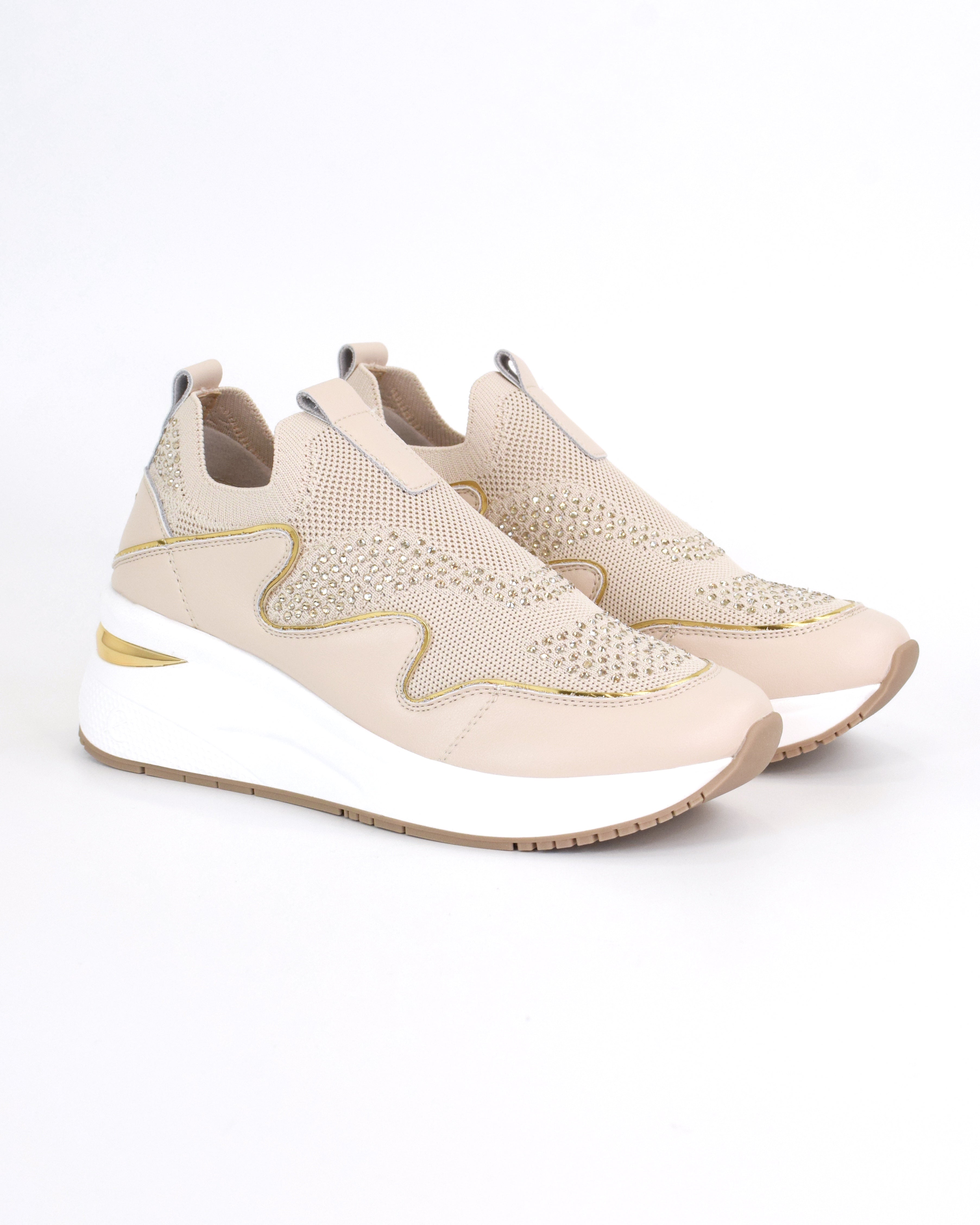 Sneaker slip-on in tessuto e pelle rivestita