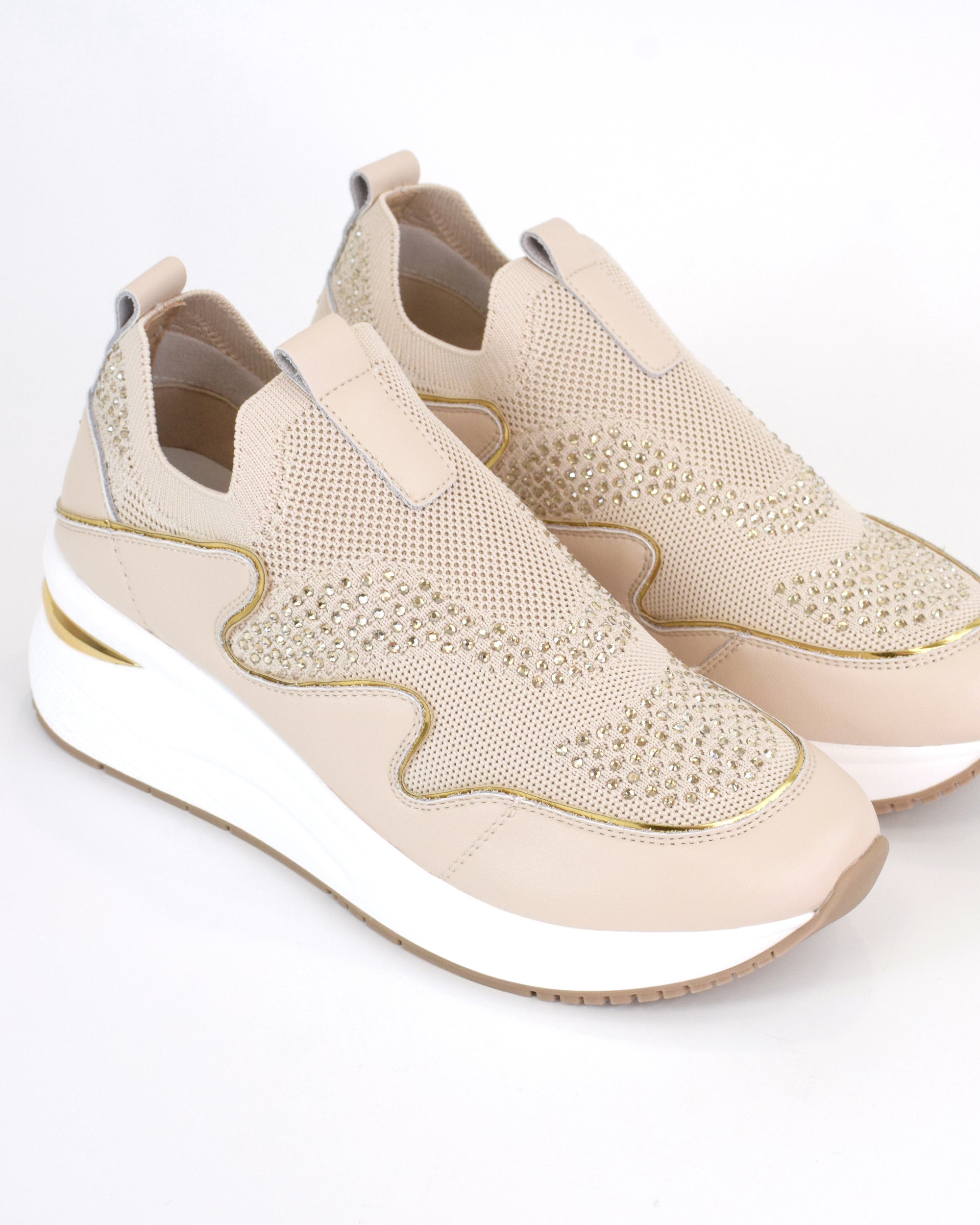Sneaker slip-on in tessuto e pelle rivestita