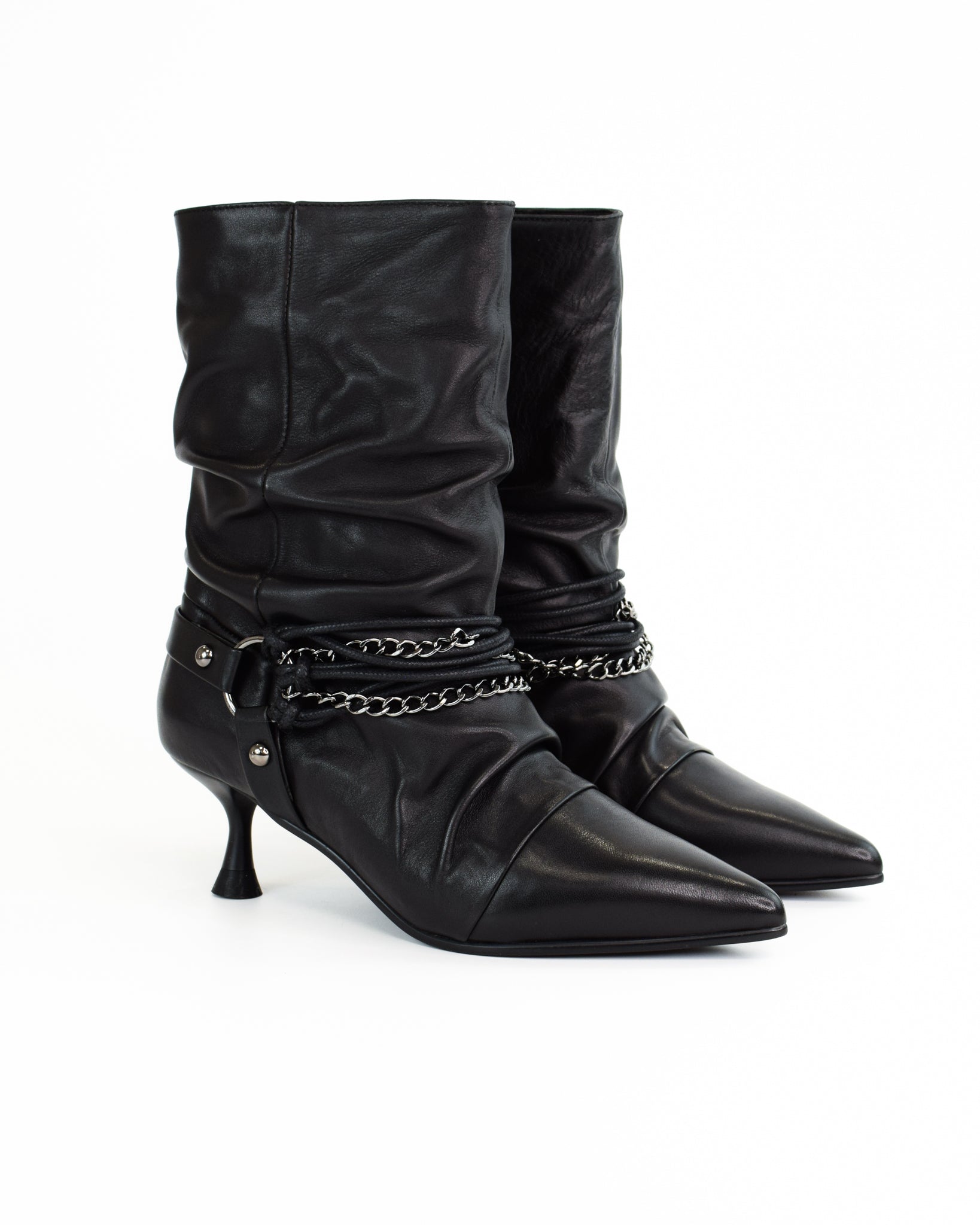 Stivaletto Noemi in pelle arricciata