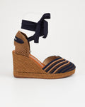 Espadrilles in rafia con lacci alla caviglia