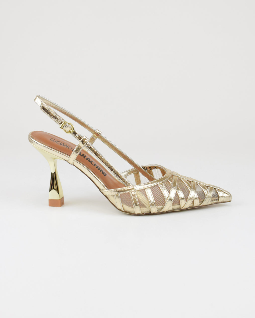 Slingback effetto craquelé in pelle laminata