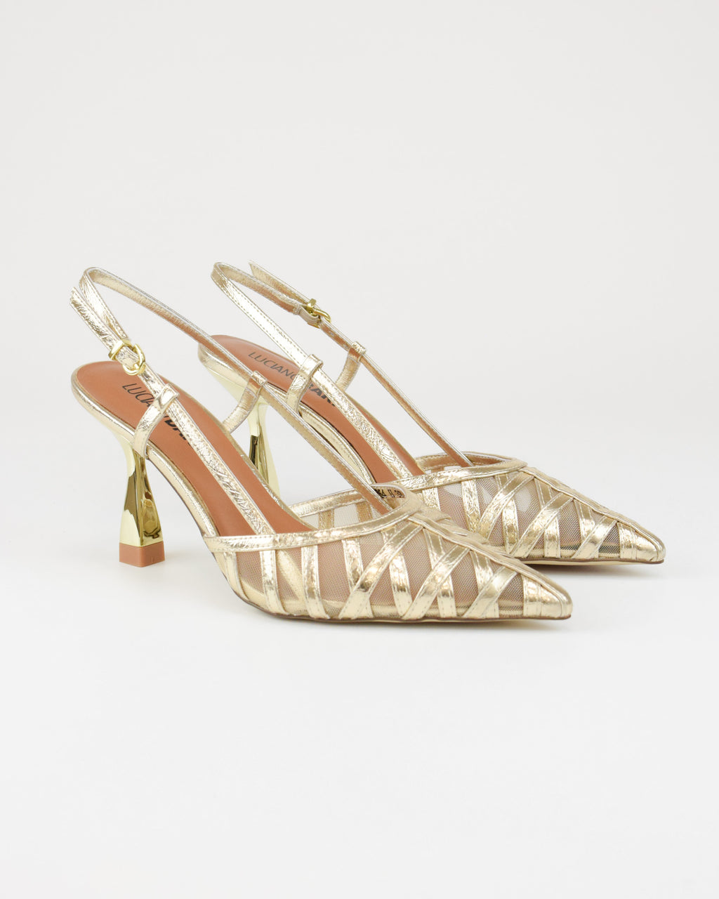 Slingback effetto craquelé in pelle laminata