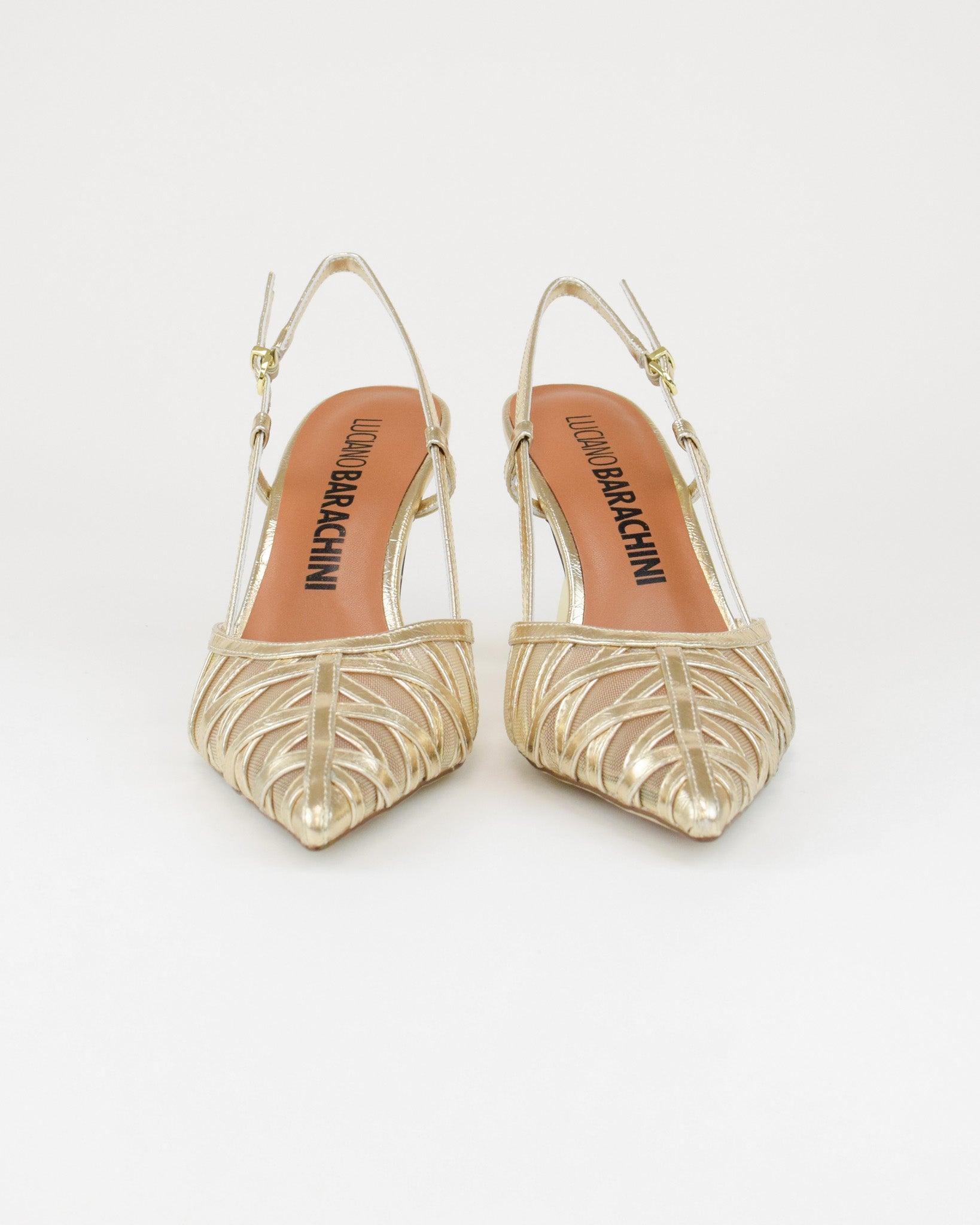 Slingback effetto craquelé in pelle laminata
