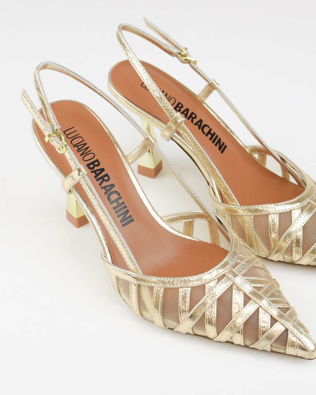 Slingback effetto craquelé in pelle laminata