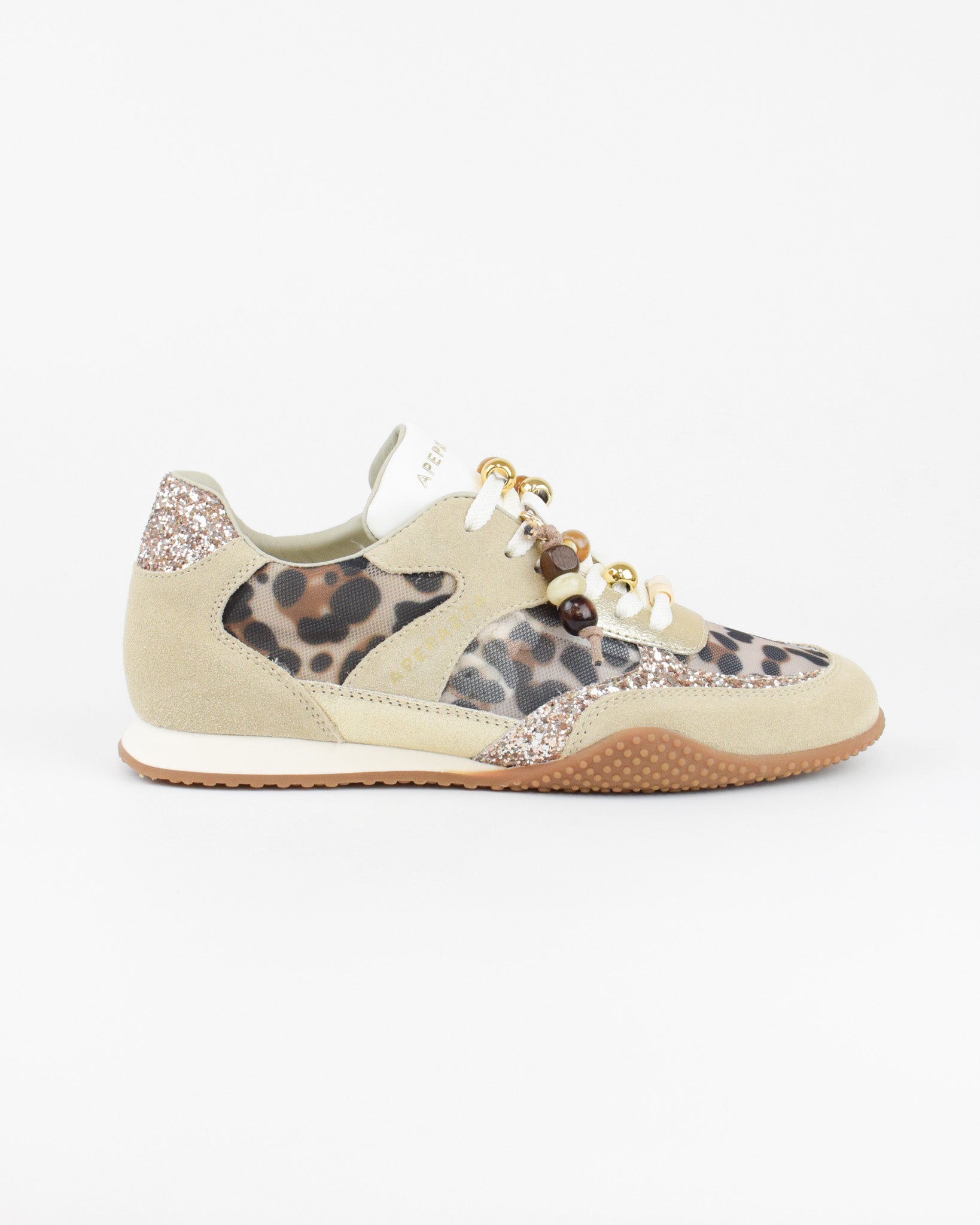 Sneaker leopardata con paillettes
