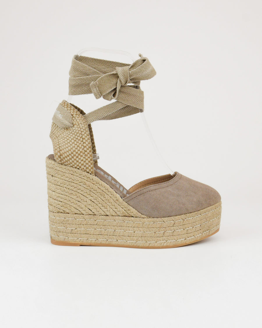 Espadrilles in tessuto con lacci alla caviglia